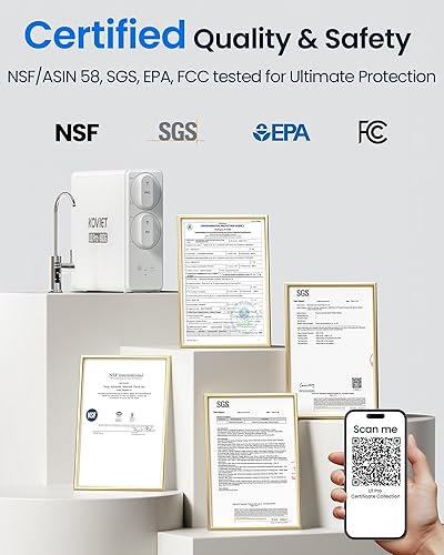 Miniatura 5 de Sistema de ósmosis inversa U1 Pro, filtro de agua de ósmosis inversa sin tanque de 800GPD, sistema de filtración de agua RO de 10 etapas debajo del