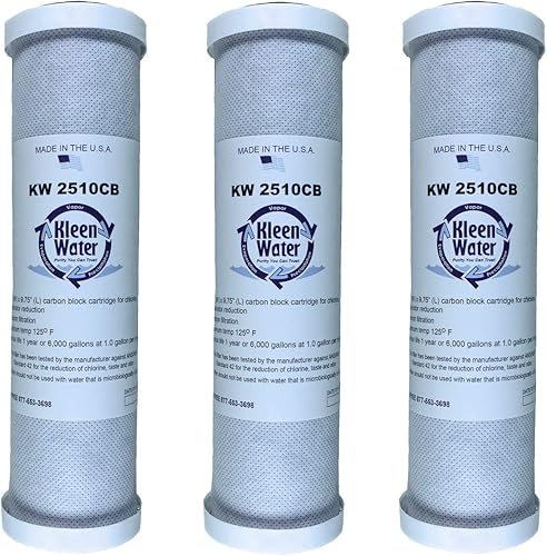 KleenWater KW2510CB Filtros compatibles con GE GXWH01C GXRV10ABL GXSV10C GXSL03C FXWTC, filtros de repuesto de bloque de carbono, juego de 3