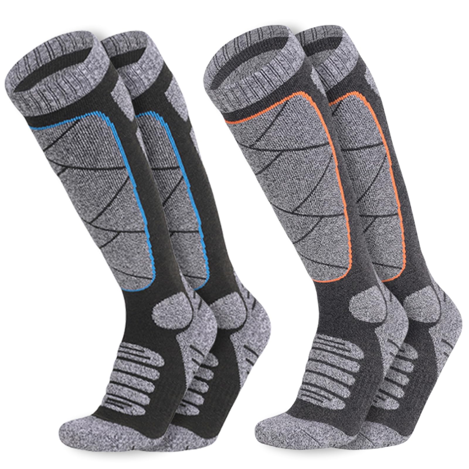 VegenaMerino Wool Ski Socks, 2 Pairs Thermal Ski Socks, Merino Wool Thermal Ski Sports Socks, Thermal Snow Skiing Socks, Merino Wool Thermal Knee High Socks for Cold Weather, Hiking, Snowboarding