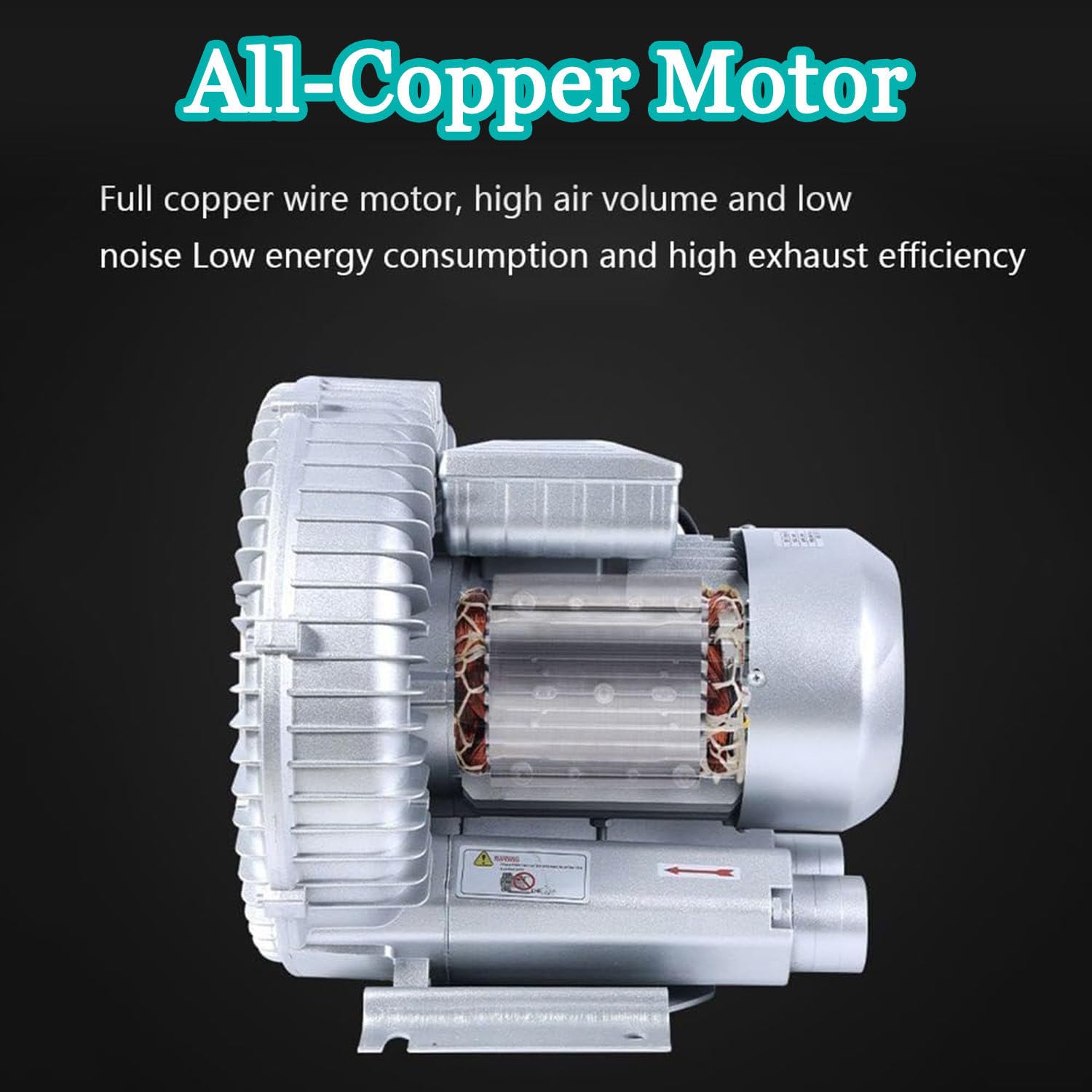Soffiante Rigenerativo Ad Alta Pressione, Soffiante Vortex, Elettricità Trifase,380 V, Pompa per Vuoto Industriale per Soffiaggio O Aspirazione Dell'aria,370W/0.5HP