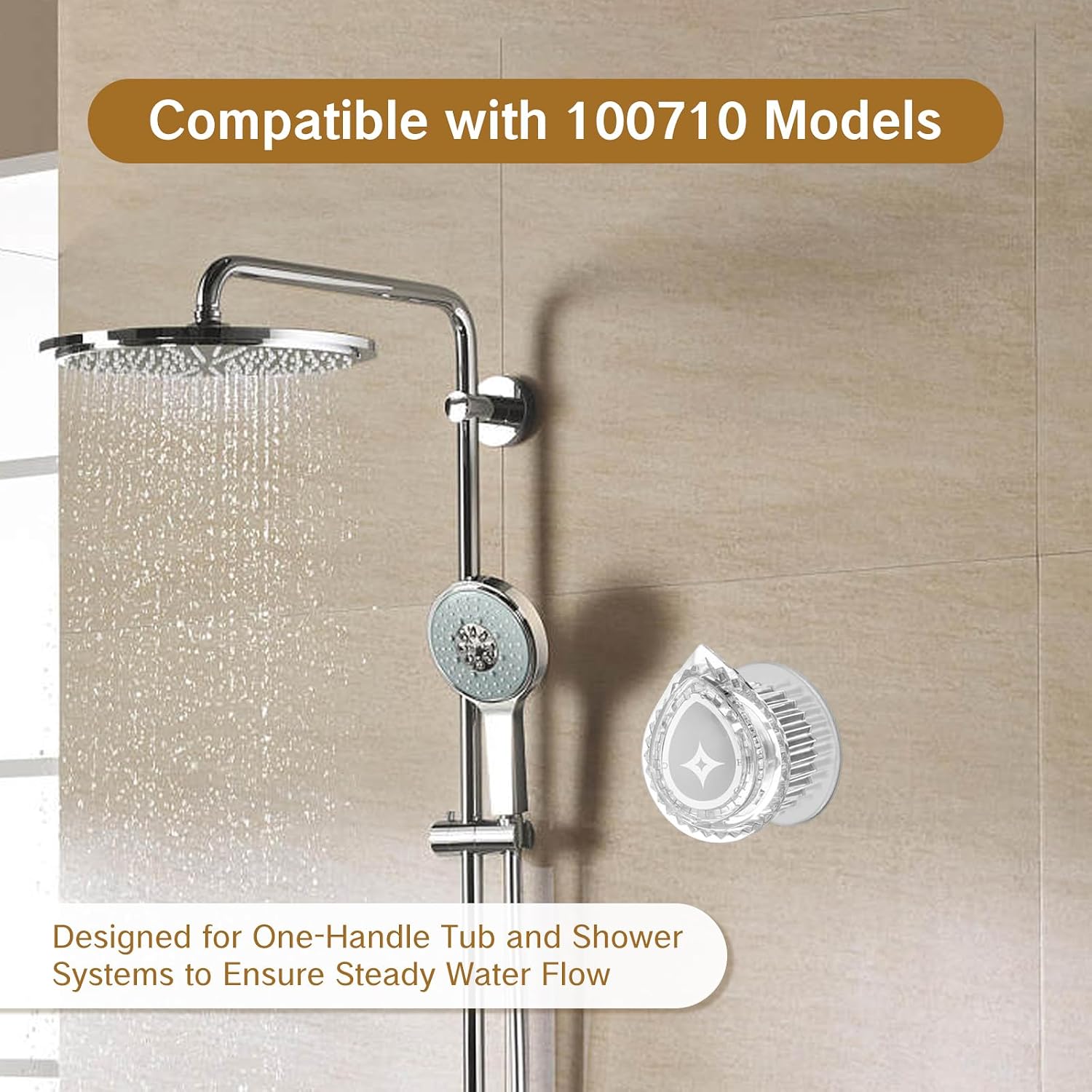 2Pcs Shower Knob Replacement Handle Kit Universal Bathtub Faucet Pull Out Knobs Tub Handles Replacements for Bath Water Control Chrome Insert Compatible with 100710 Single Showers
