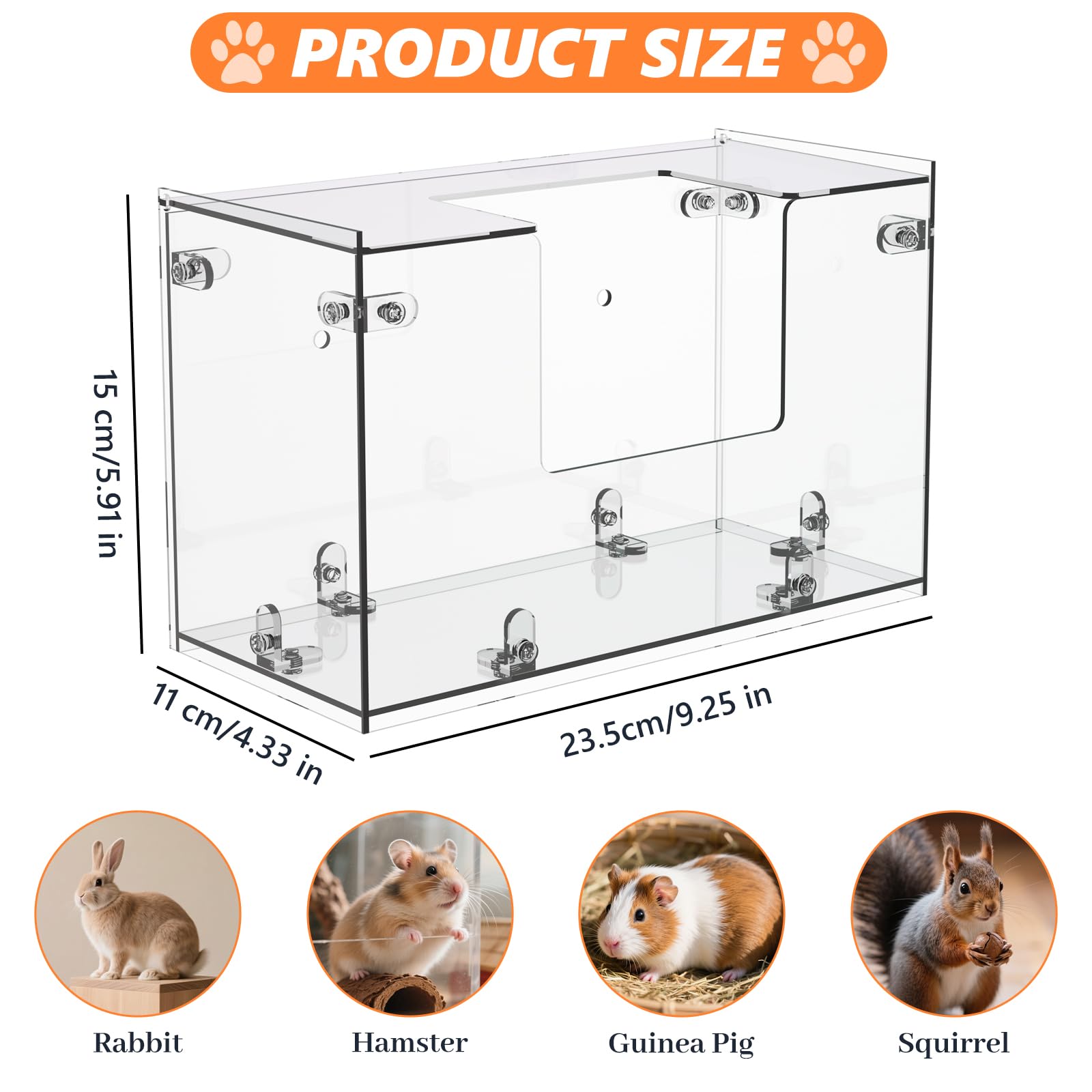 Acrylic Rabbit Hay Feeder with Lid, Transparent Hanging Food Dispenser Hay Feeder for Bunny Rabbits Guinea Pig Cage Chinchillas Hamsters Small Pets and Animals（Small - image 4