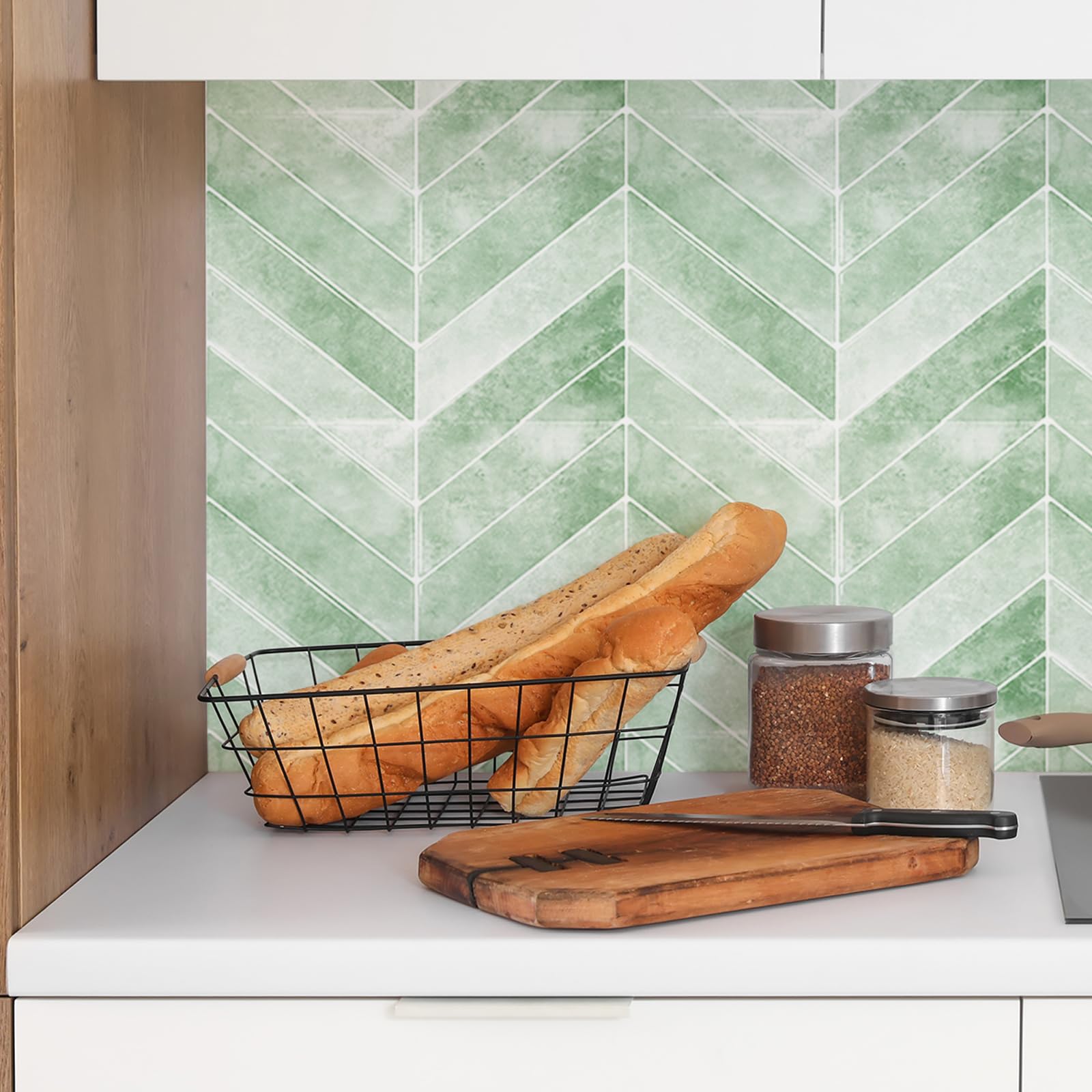 Adhesivos para Azulejos 28,7×22,9 cm, Impermeables 3D (Verde, 20 Unidades)