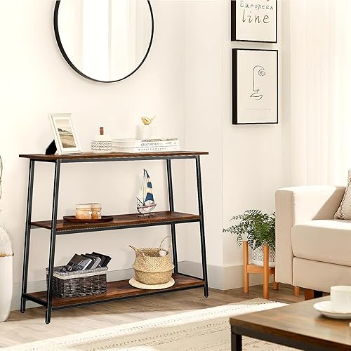 Miniatura 2 de Mesa consola estrecha, mesa detrás del sofá, mesa de sofá de 39.4 pulgadas, mesa de entrada de 3 niveles, mesas consola pequeñas para entrada,