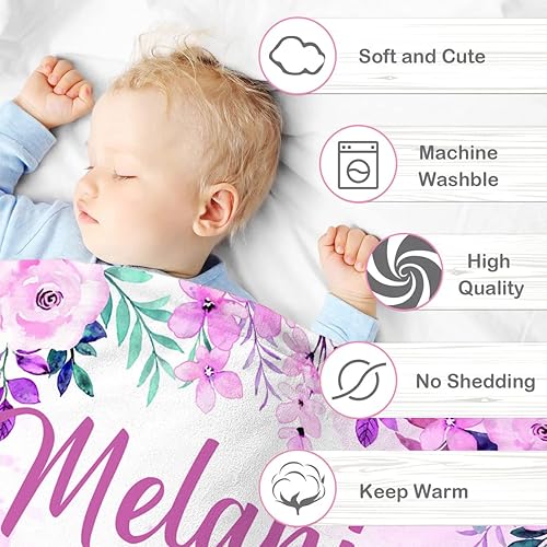 Miniatura 4 de UJDUYSD Manta de bebé personalizada para niñas, manta de bebé personalizada con nombre, mantas de nombre súper suaves personalizadas para niños,