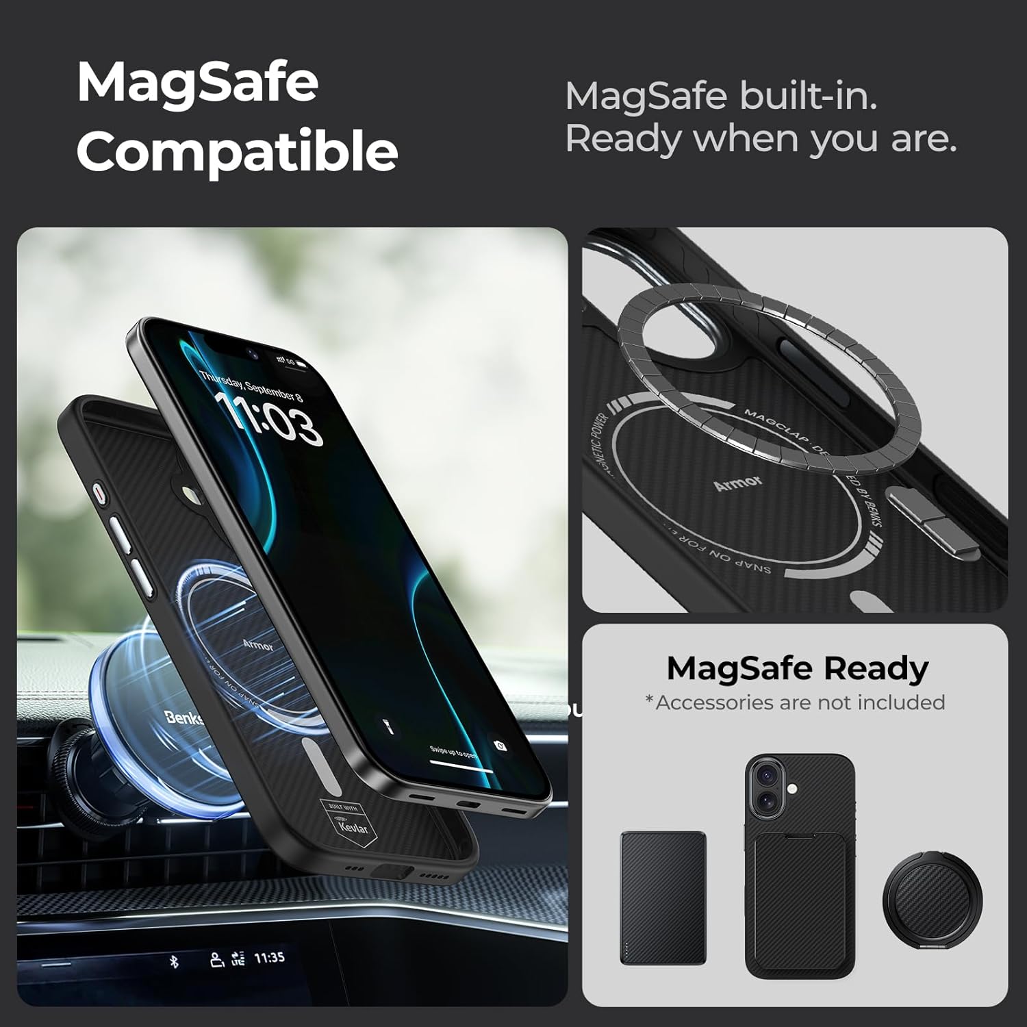 BENKS ArmorPro Case for iPhone 17 with Camera Control Button, [Compatible with Magsafe] Military Grade Protective Case Built with Dupont Kevlar 600D Aramid Fiber - Image 6