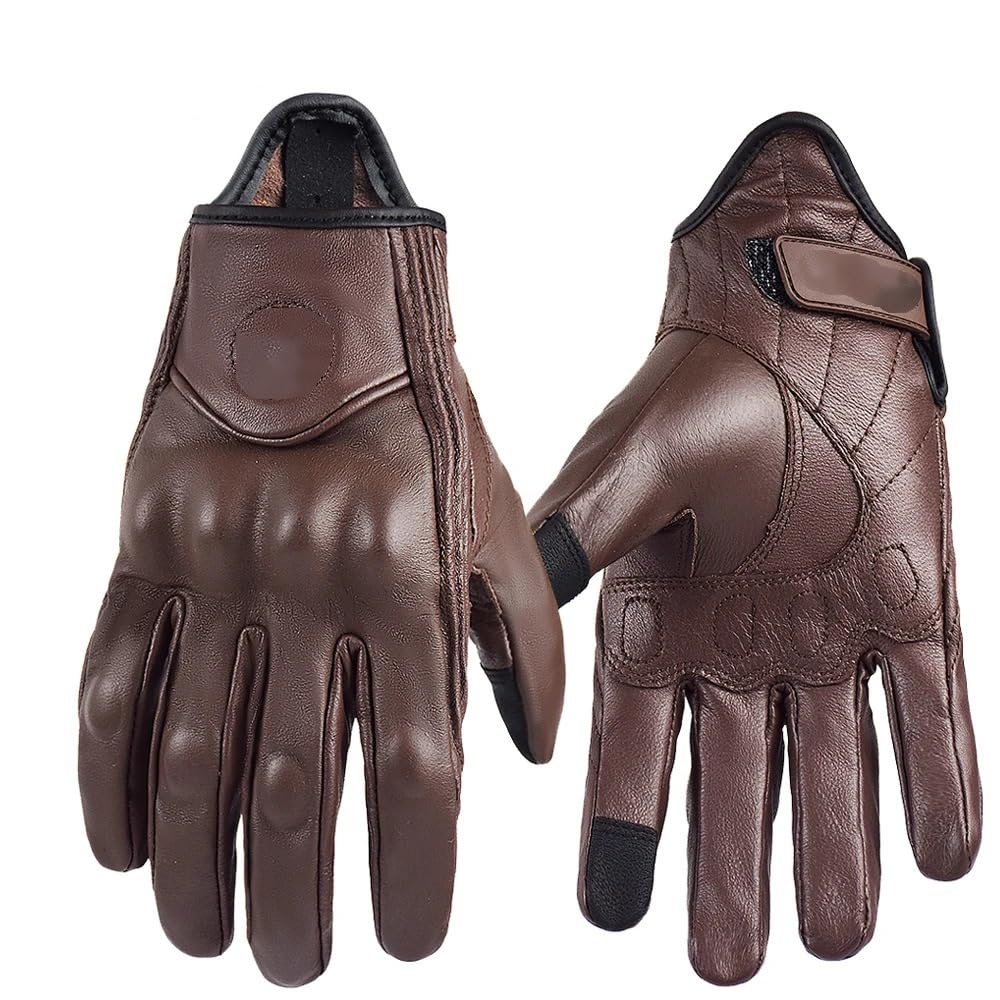 Gants de moto pour femmes au design rétro élégant en coloris marron XL