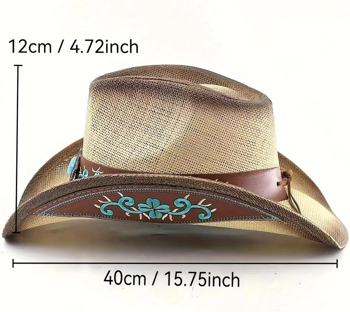 Western Straw Cowboy Hat Beach Cowgirl Hats for Adults