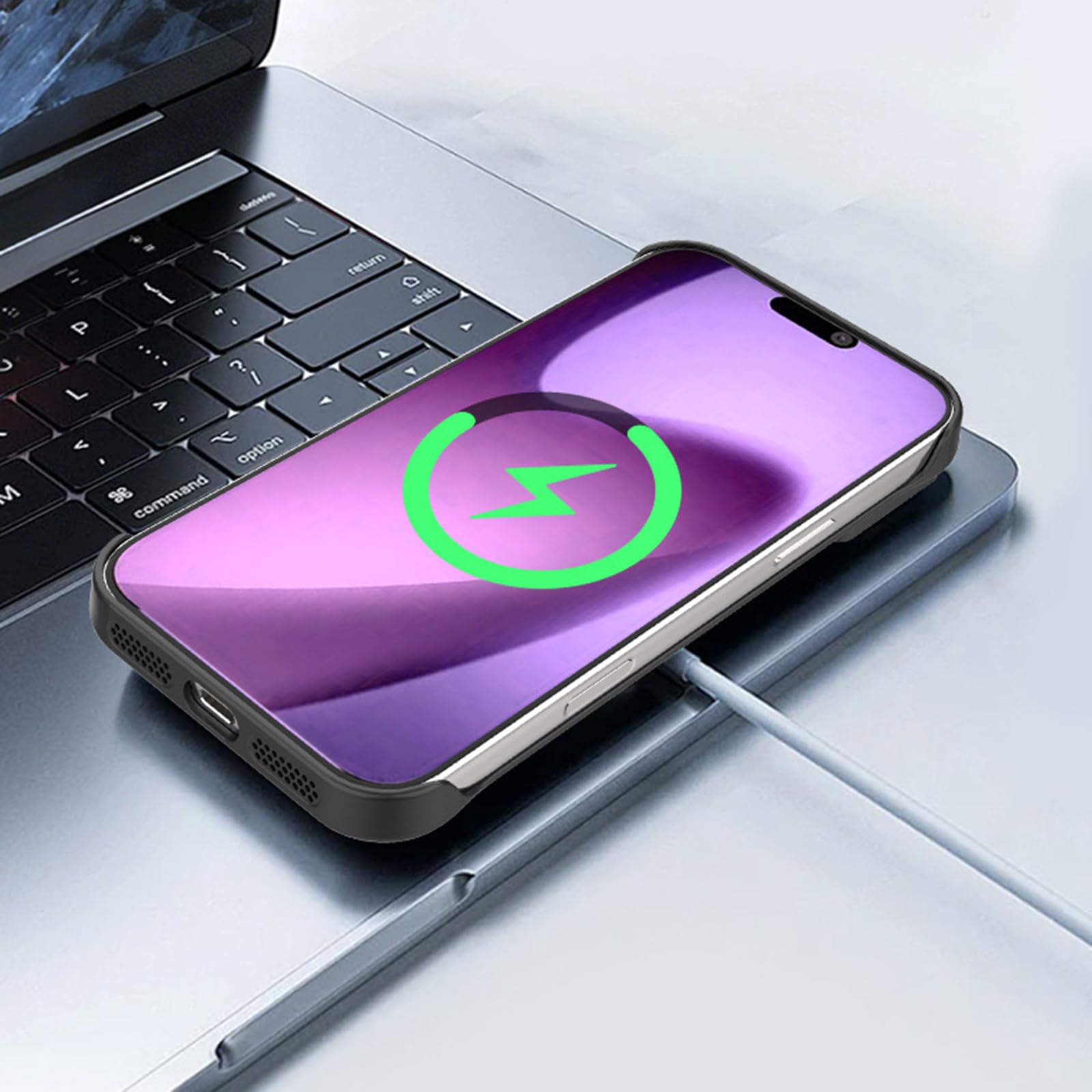 Magnética Funda para iPhone 18 Pro Max/18 Pro, Fibra Carbono Patrón
