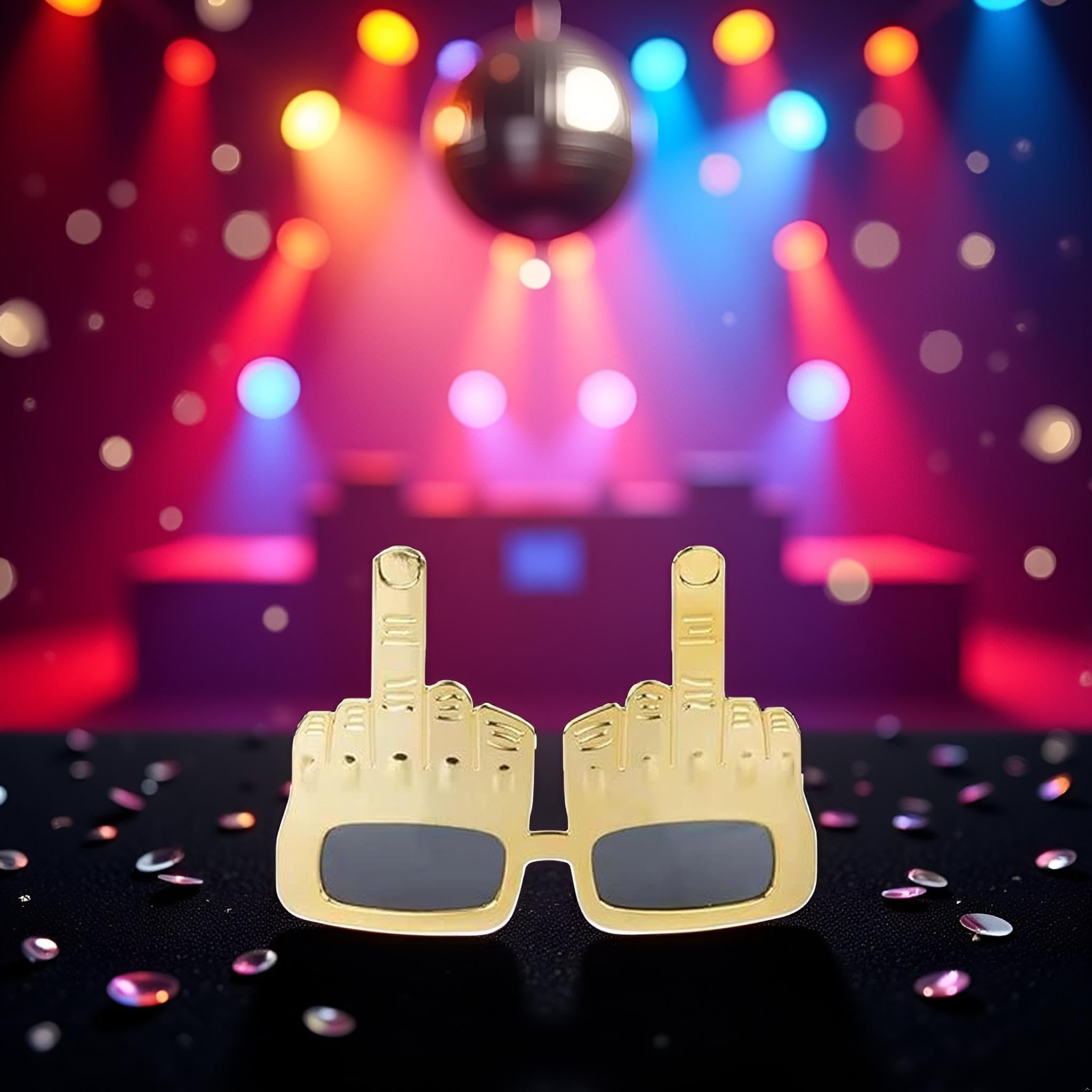 Pchnfei Gold Tricky Middle Finger Sunglasses - Image 2