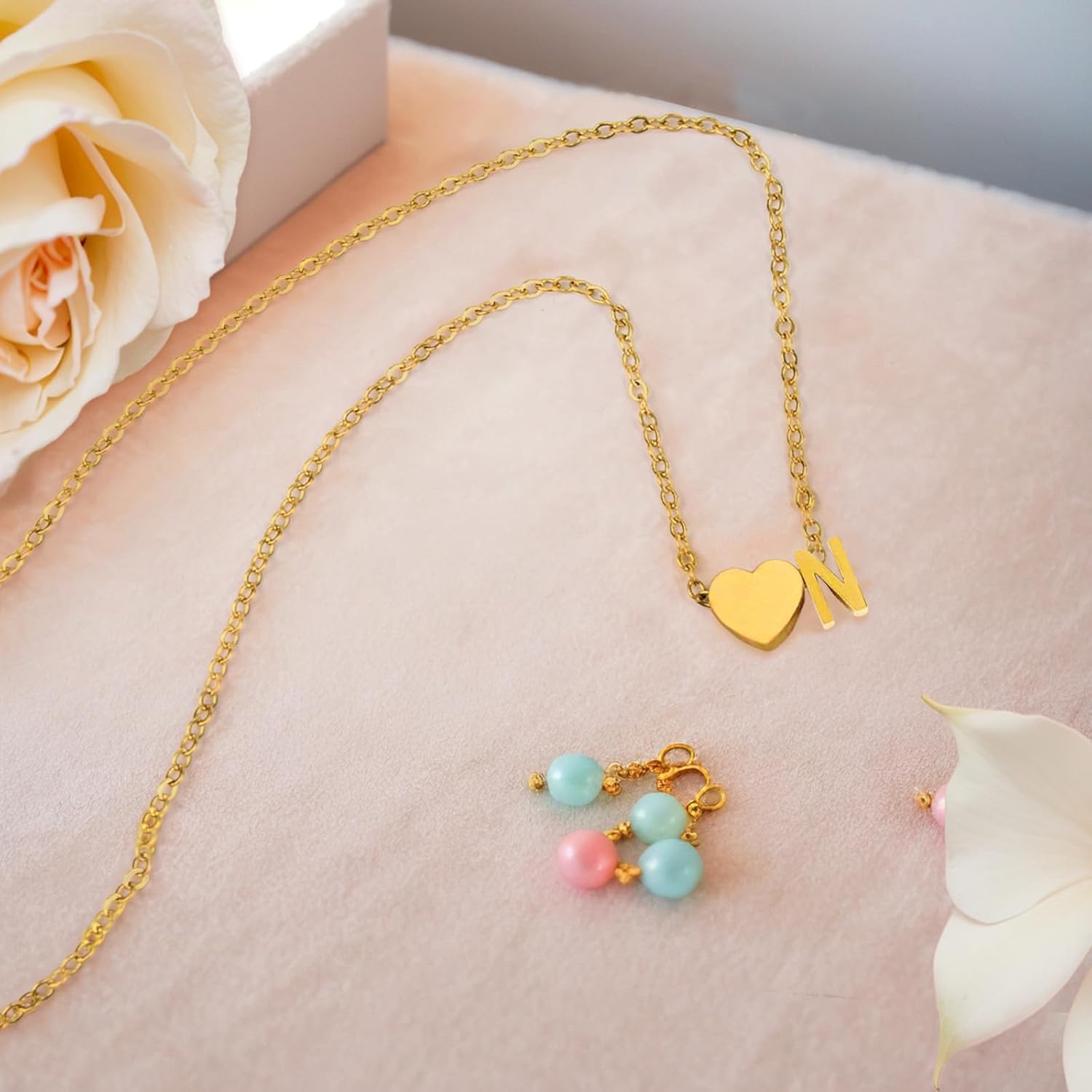 ZOORON Gold Heart Initial Necklace for Women - 18K Gold Plated Letter A-Z Pendant Necklace Dainty & Trendy Heart Necklaces, Tiny Personalized Pendant Name Birthday Gifts - Image 4