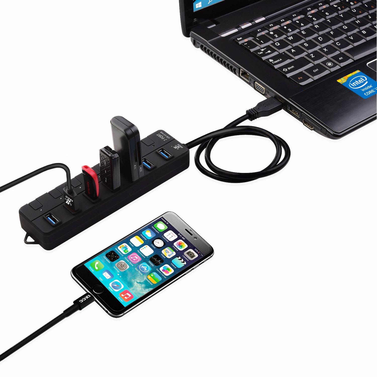 Amazon.com: iXCC 7-Port USB 3.0 SuperSpeed Hub with Individual On