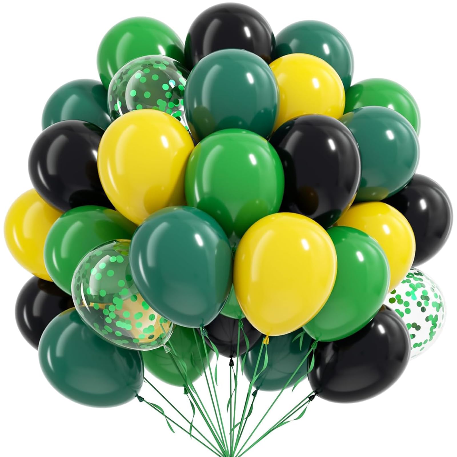 Green Black Yellow Balloons, 100pcs 12 Inch Latex Balloons, Confetti Balloon, Perfect for Sports Party, Boys Birthday, Baby Shower, Carnival, Graduation, Celebration & Sporty Themed Party Decorations — image 1