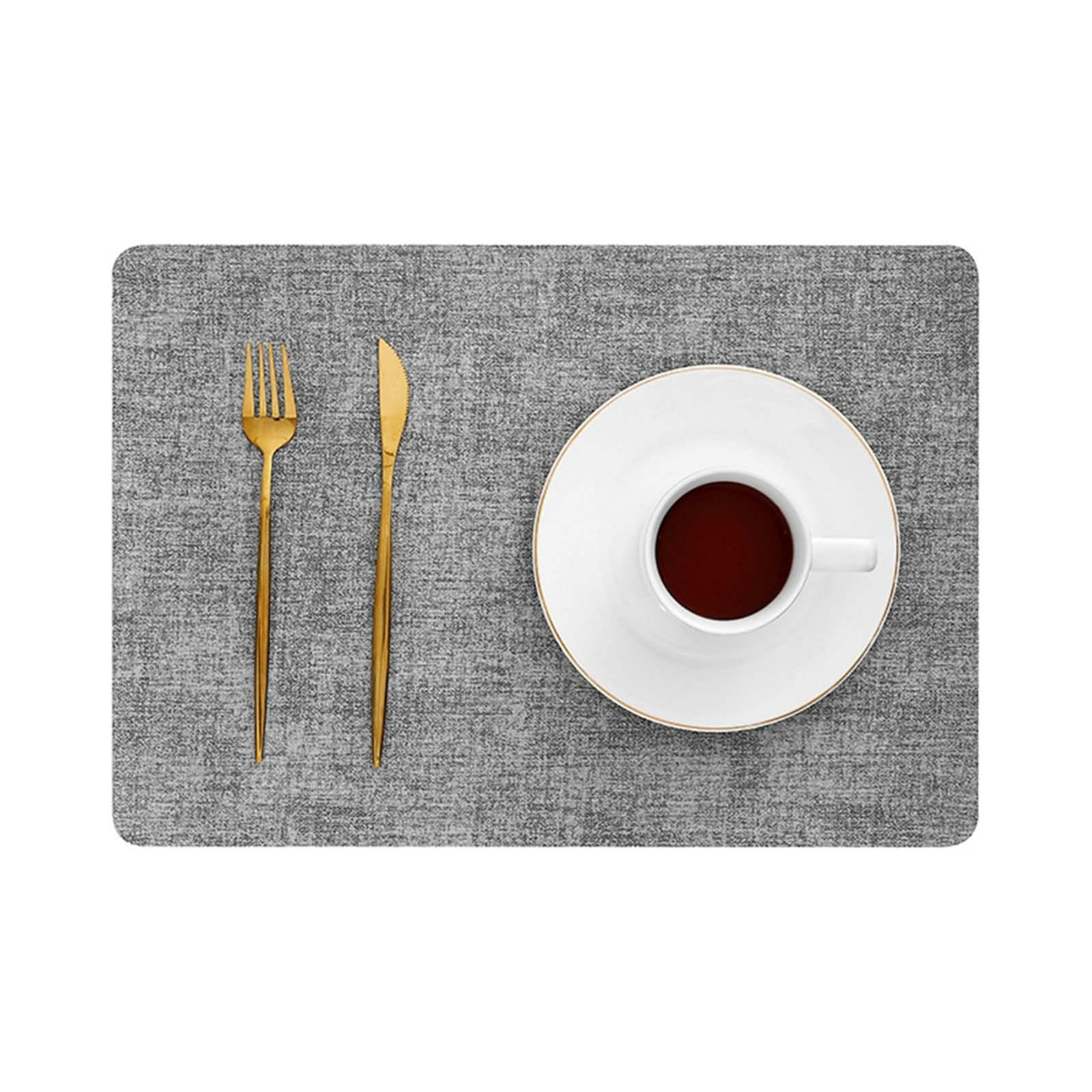 Tischset Winter 4er Set, Tischsets Platzsets Winter 43x30cm Rechteckig, Einfarbig Leder Hellgrau
