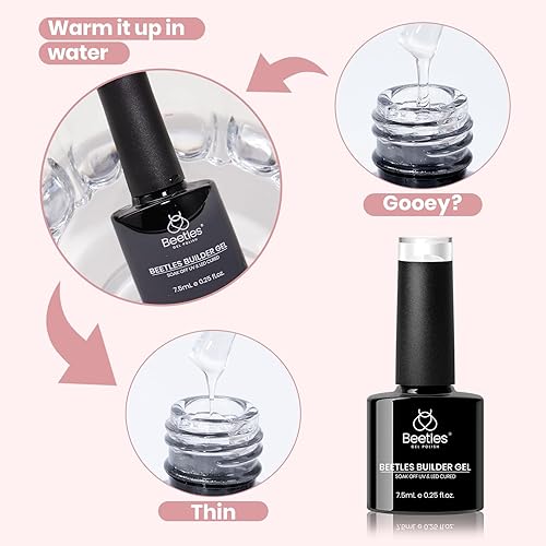Miniatura 7 de Beetles Builder Gel Set-Skin Poem 12 Colores 8 en 1 Gel para Engrosar y Fortalecer Uñas Ápice de Construcción para Principiantes DIY Salón en Casa,