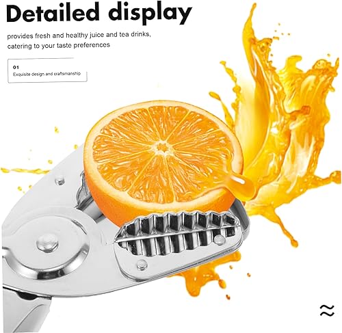 Miniatura 9 de Exprimidor de cítricos de acero inoxidable para limones, exprimidor manual resistente para jugo fresco, diseño portátil para el hogar y viajes,