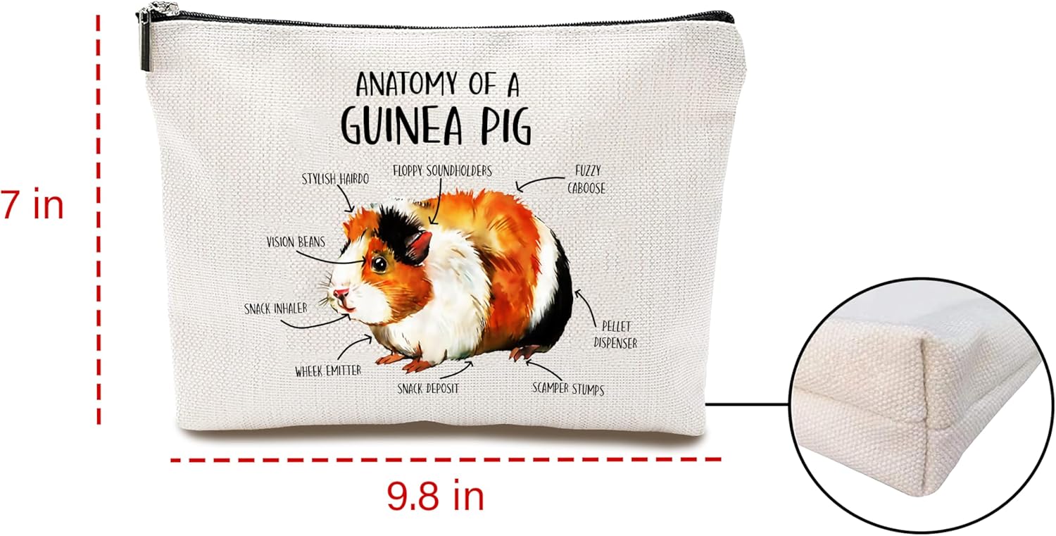 Anatomy Of A Guinea Pig Makeup Bag - Travel Cosmetic Pouch With Funny Pet Design - Cute Guinea Pig Zipper Bag - Gift For Women Small Animal Moms - Image 2