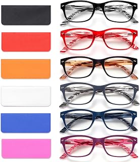 BLOEXCLU 6 Pack Reading Glasses for Women Men Blue Light Blocking Spring Hinge Computer Readers, Anti Eyestrain/Glare
