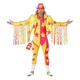 Yellow Macho Man Randy Savage Costume&comma; WWE Wrestler Outfit for Adults&comma; Macho Man Dress-Up&comma; Fun Party Attire&comma; X-Large
