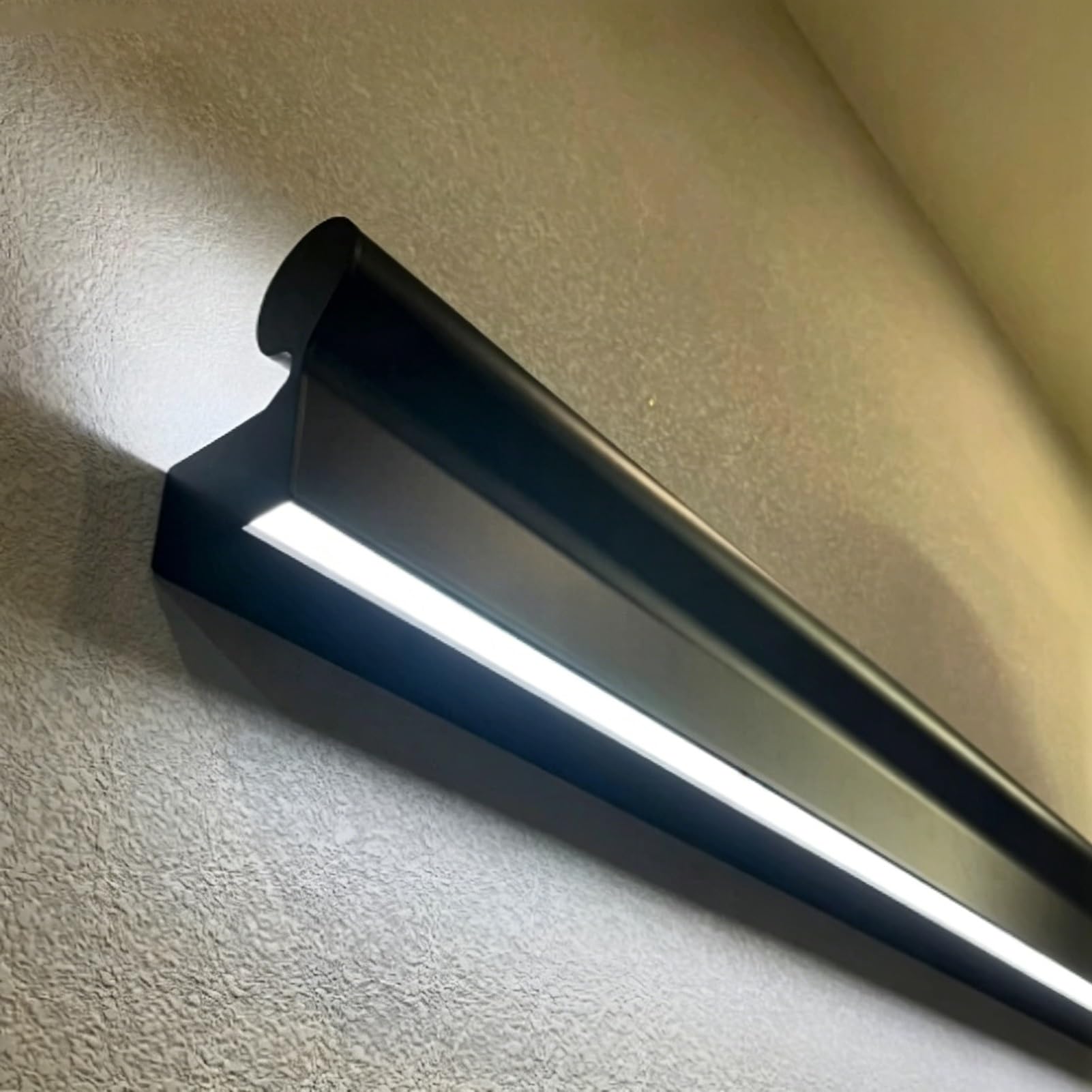 Jievmrs Up & Under Lighting Stair Handrail for Indoor, Led Motion Sensor Light Hand Railing Kit Energy-Efficient, Heavy-duty Stairway Rails for Home Decoration(Left,120in/305cm)