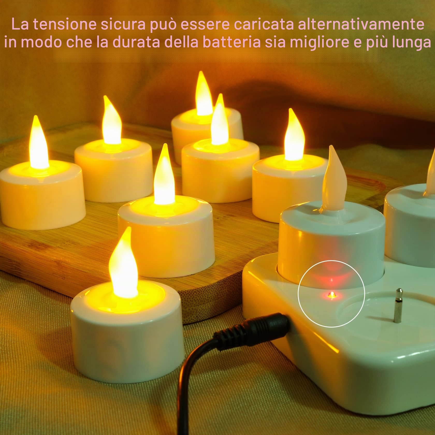 Ymenow Candele ricaricabili USB, 12 pezzi lumini ricaricabili LED Candele a batteria senza fiamma con stazione di ricarica, cavo USB per la casa Decorazioni natalizie del Ringraziamento