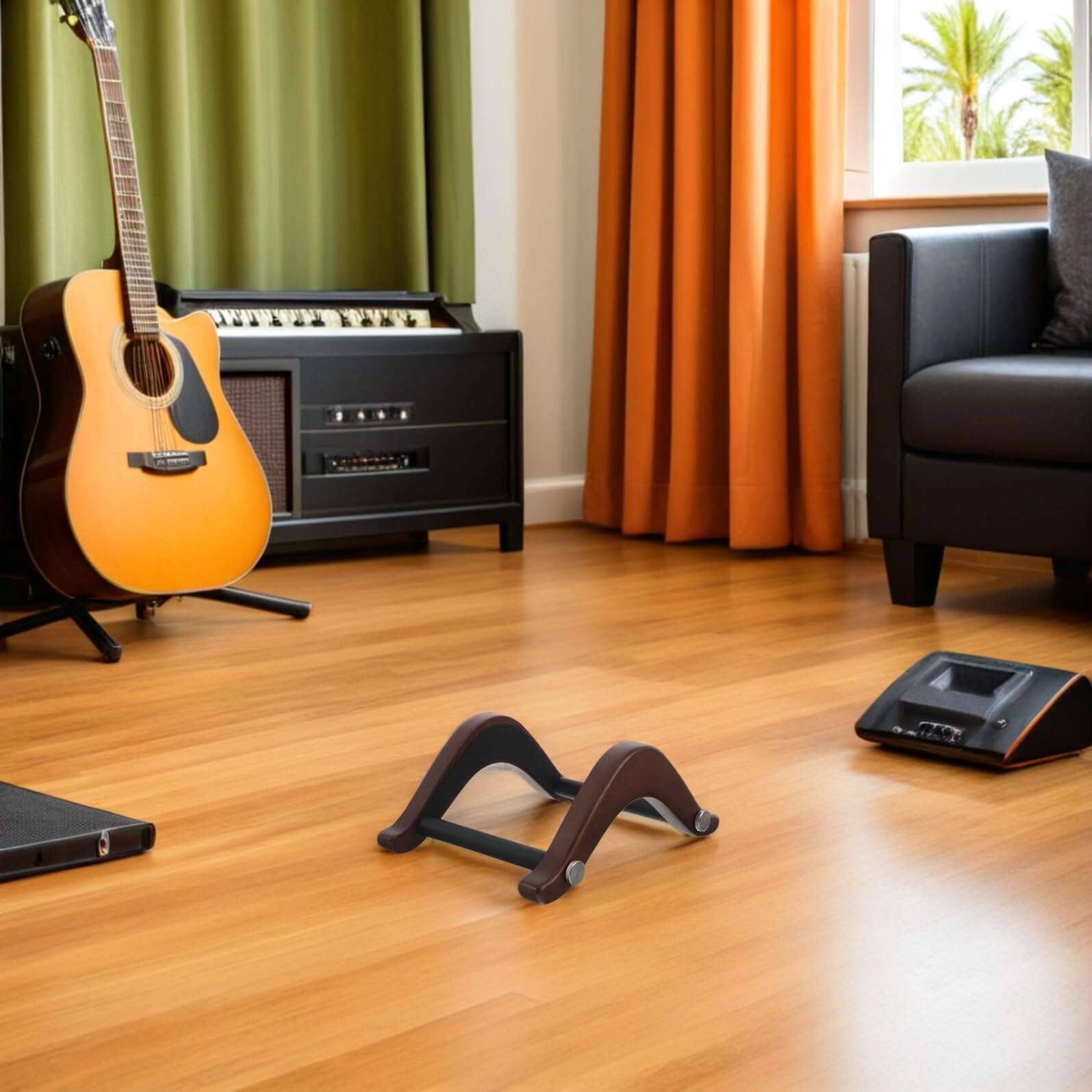 MAGICLULU Supporto Compatto per Chitarra Classica ed Elettrica in Legno, Portatile e Staccabile, Leggio da Terra Stabile per Uso Domestico e Concerti