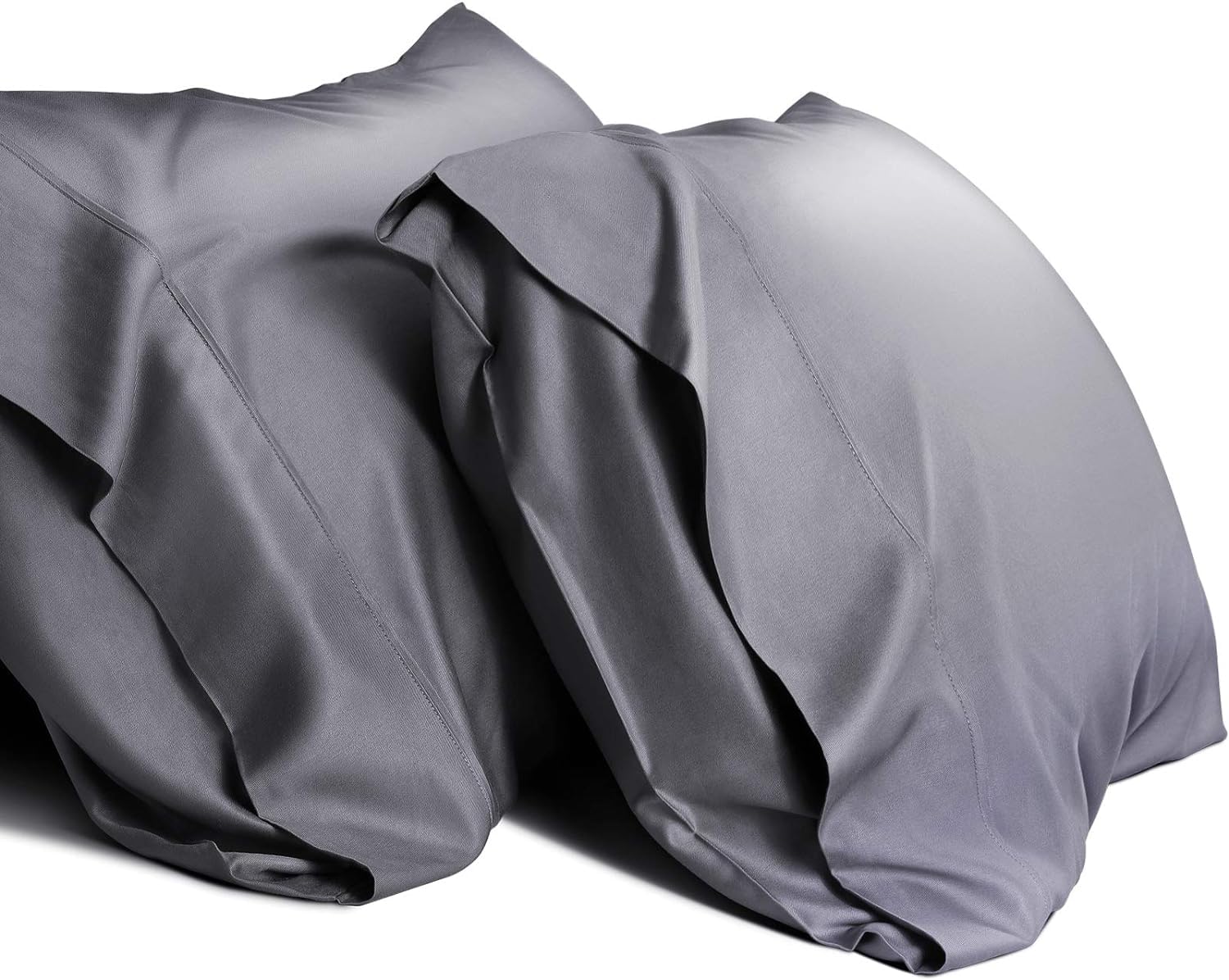 Mush Bamboo Pillow Cover Set of 2 | 100% Bamboo Pillow Cover for Hair and Skin | Breathable, Silky Soft and Cooling Envelope Pillowcases for Hot Sleepers & Night Sweats | 17"x27" (Dark Grey, King)-image-24