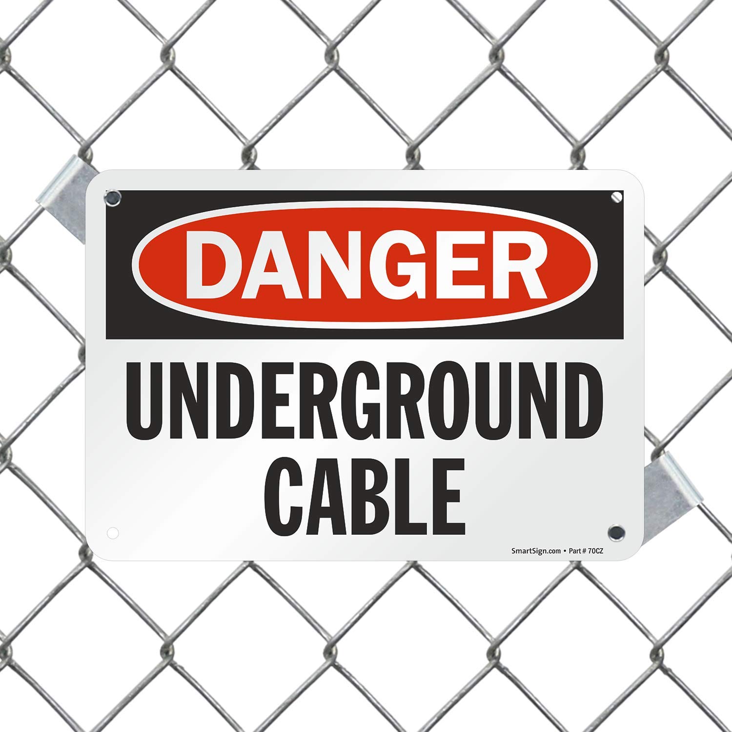 NMC OSHA-Schild „Danger – Buried Cable“ – Starrer Kunststoff, 25,4 X 17,8 Cm, Rot/schwarz Auf Weiß