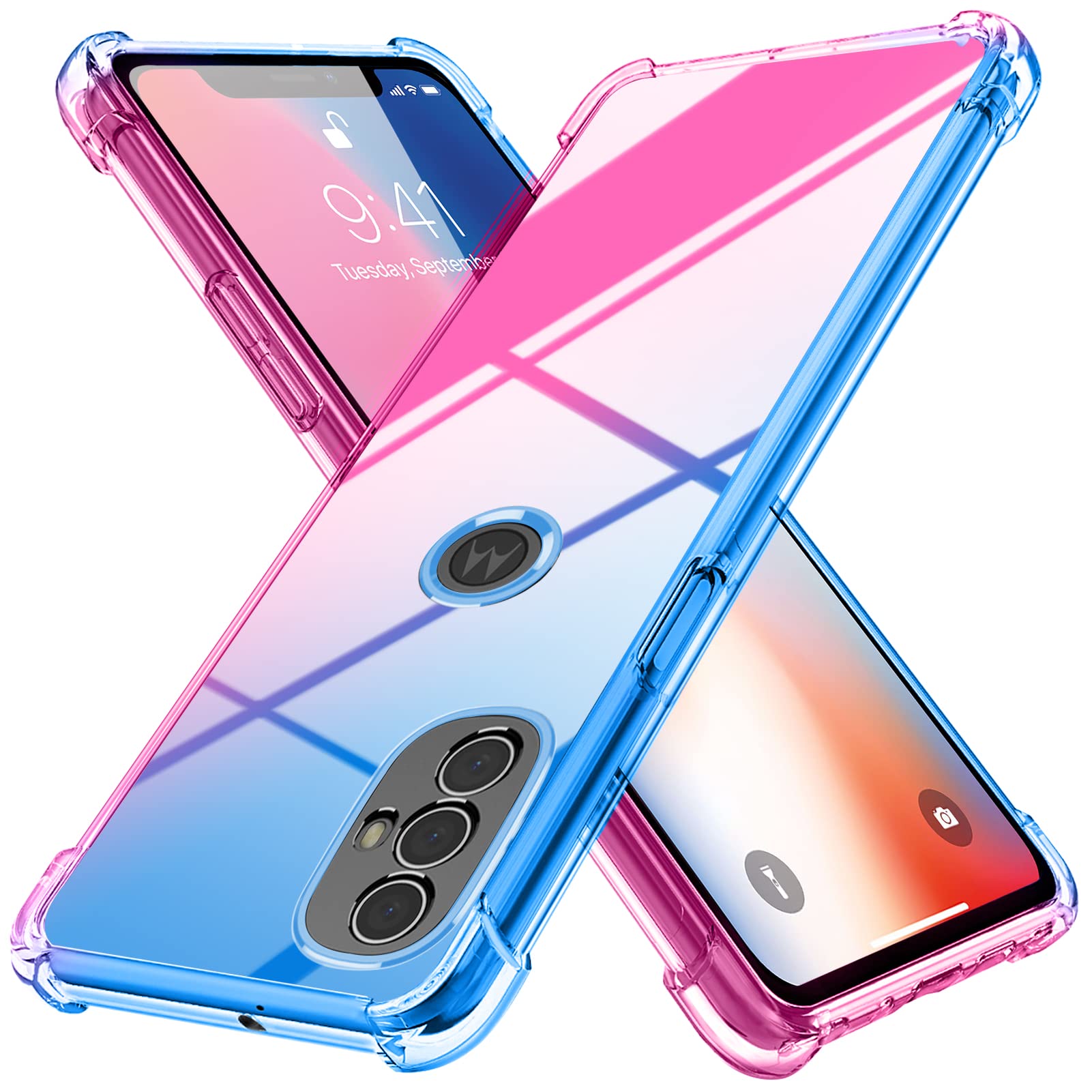 YDIHIHO case for Motorola Moto G Power 2022 [ Gradient ] Clear Soft TPU Non-Slip Non-Yellowing Soft Edge Cover for Motorola Moto G Power 2022 [ Blue/