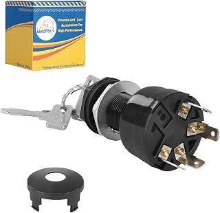 Mixopoly Ignition Key Switch for Club Car Precedent and Onward Gas Golf Cart 2004-Up, 4-Terminal, On/Off Style, Black, Rotary, Manual Operation