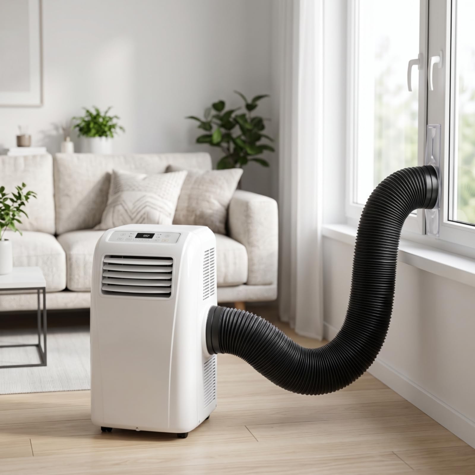 rockible Tubo di Scarico Condizionata Tubo Ventilazione Condizionatore Tubo Flessibile Condizionatore Condotto Scarico Portatile Parete Interna Liscia Attrito, Bianco, 5 Metri