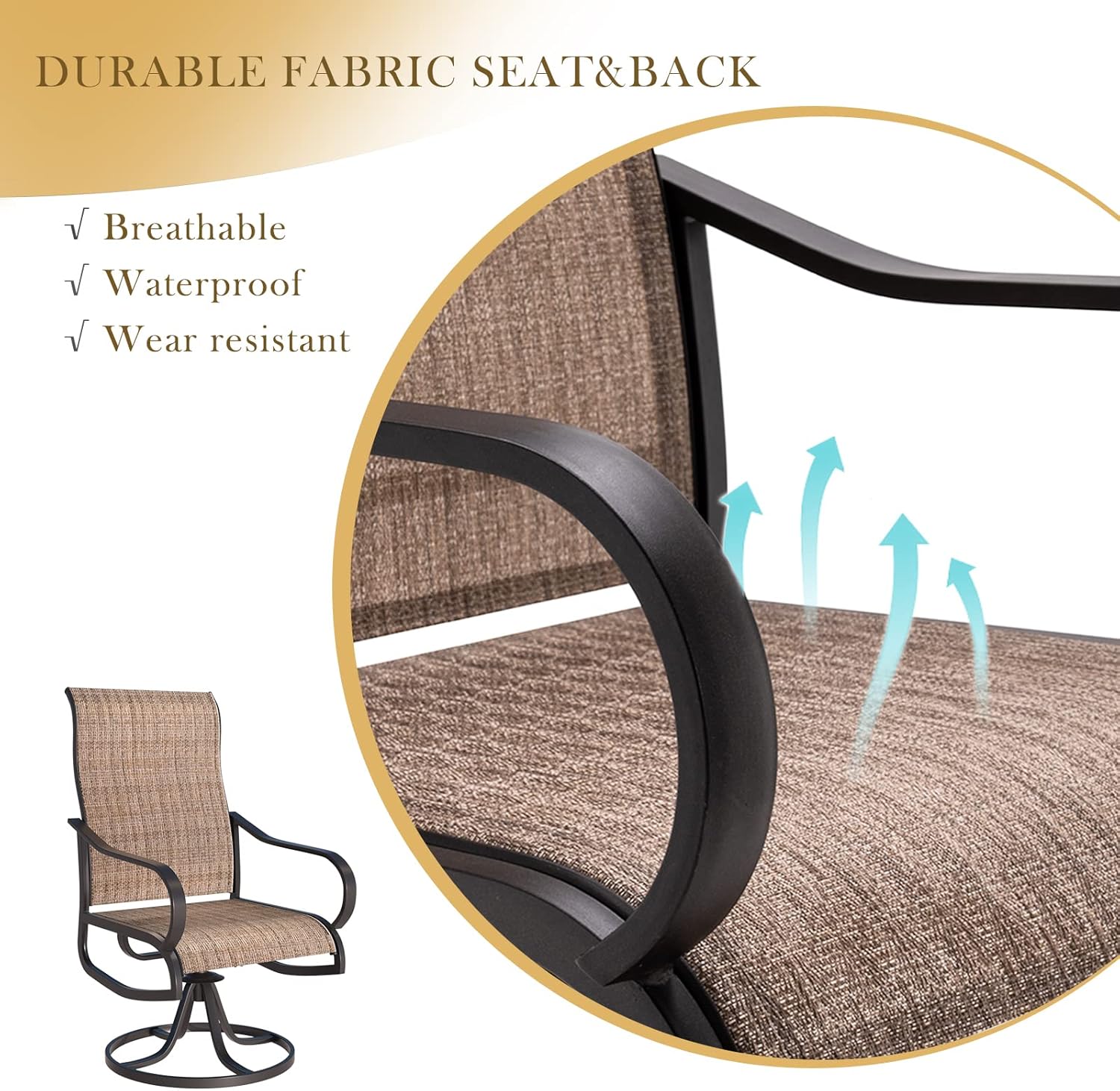 UDPATIO Patio Swivel Chairs Set of 2, Outdoor Dining Chairs High Back, All Weather Breathable Textilene Outside Furniture Chair with Metal Rocking Frame for Lawn Garden Backyard Duck : Patio, Lawn & Garden