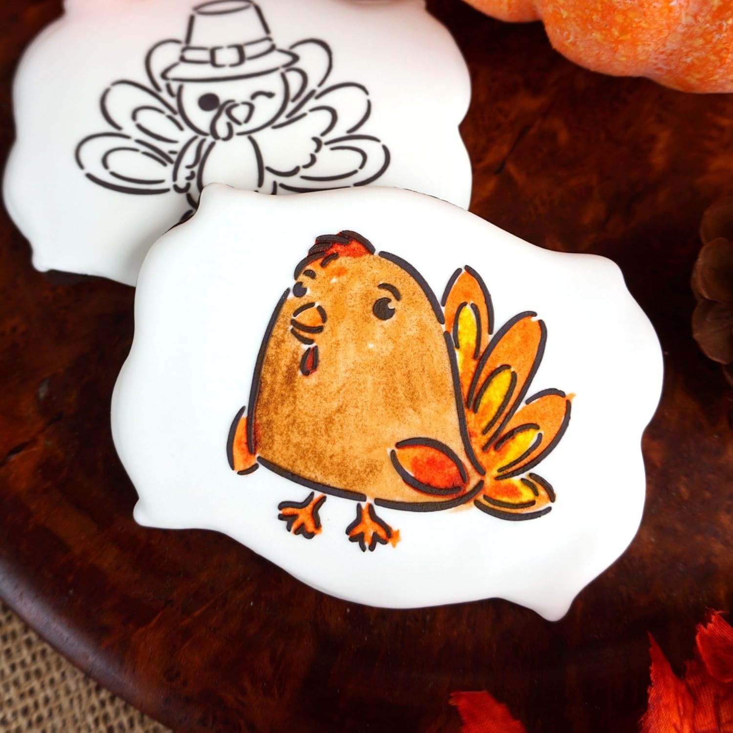 The Cookie Countess Value Pack of 120 Food Safe Paint Brushes with Edible Paint Palettes 36 Pouch - Fall