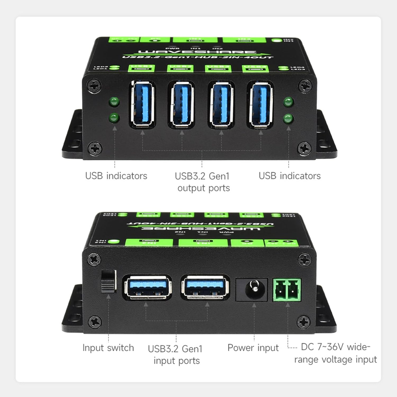 USB 3.2 Hub With Hosts Support, Expand 4X USB Ports, Industrial Grade Chip MTT Technology, Stable And Fast For Office, Home, Industrial Grade USB Hub