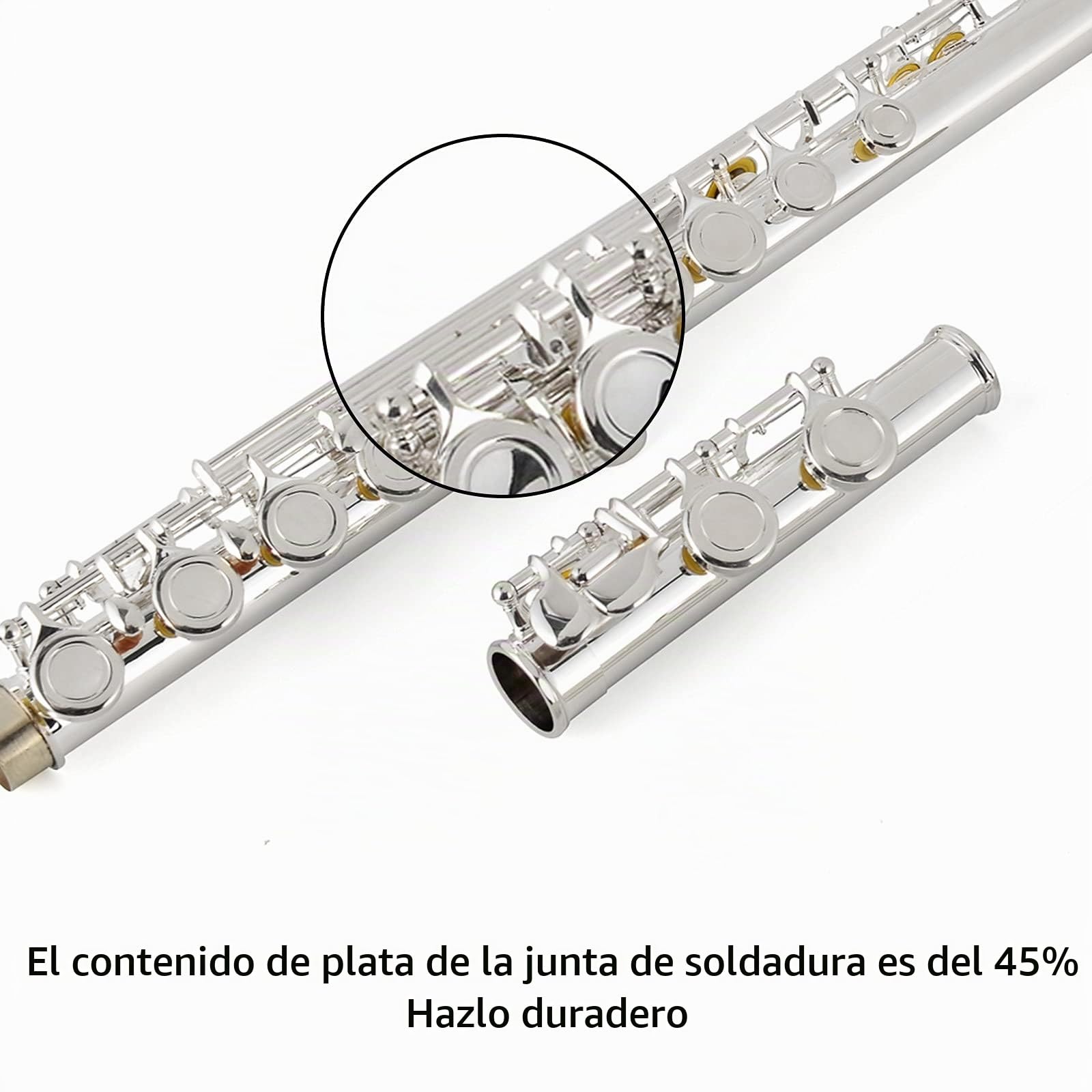 EastRock Flauta de agujero abierto y cerrado C de 16 llaves para principiantes, niños, estudiantes, flauta plateada con soporte y kit de limpieza