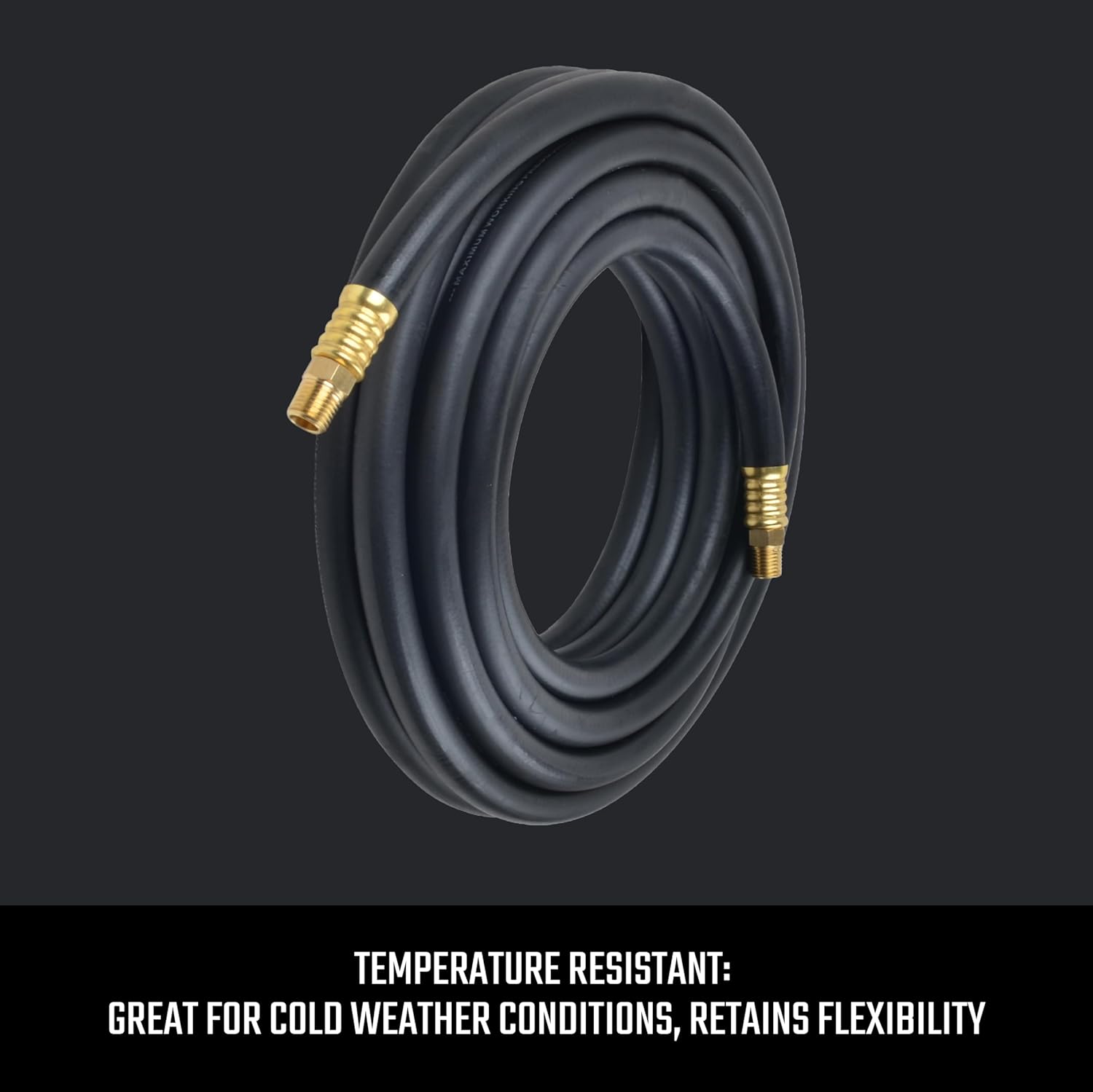 CRAFTSMAN 3/8-in x 25-ft Rubber Air Hose, 300 PSI, Oil and Abrasion-Resistant, Flexible in Cold Weather