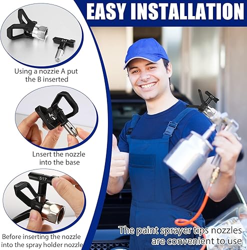 Miniatura 3 de 2 juegos de pistola de pintura sin aire de 3600 PSI pistola pulverizadora de pintura sin aire de alta presión con junta giratoria de 517 puntas para