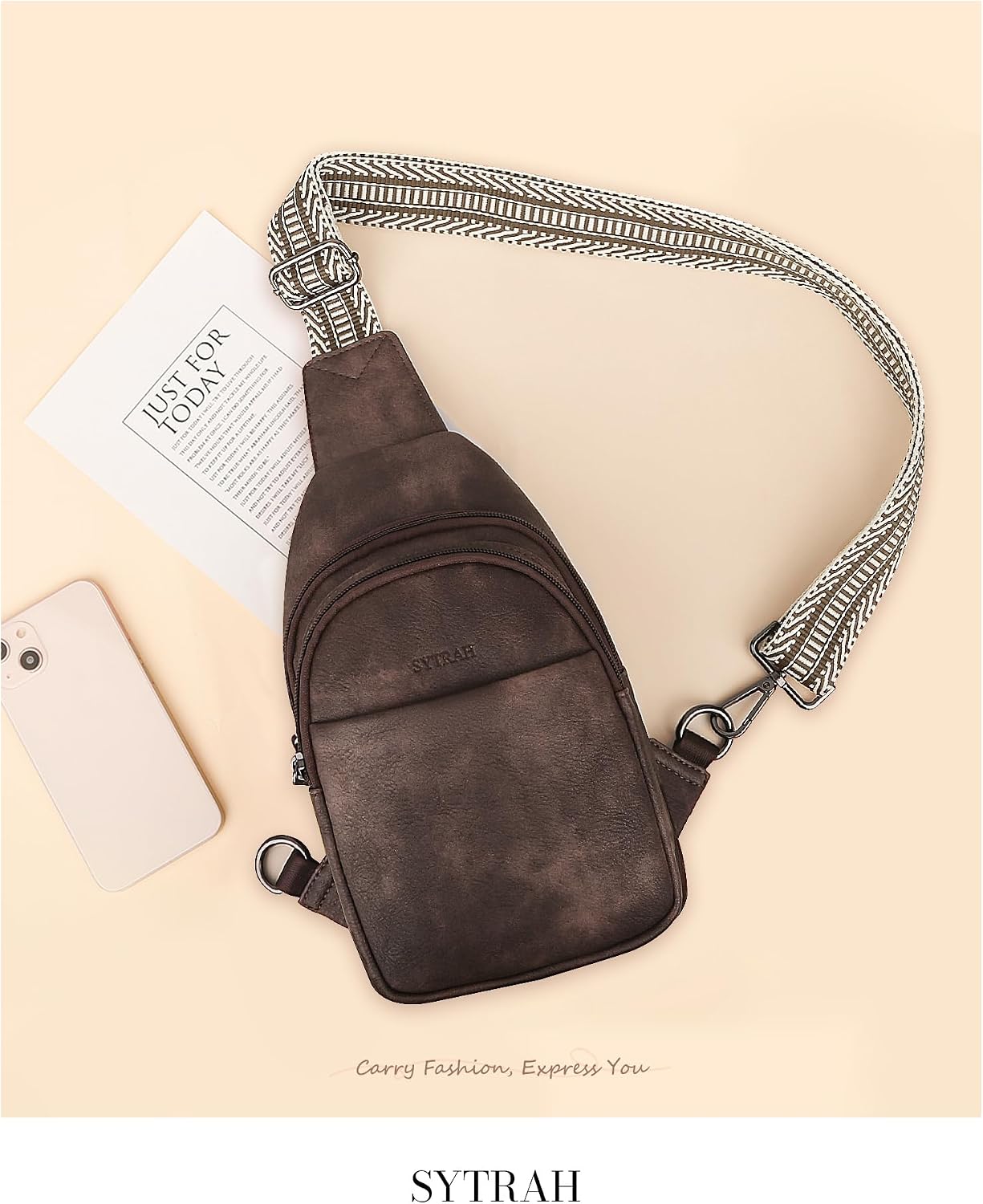 SYTRAH Sling Bag for Women, Crossbody Bags Purse for Women Trendy Vegan Leather Fanny Pack with Adjustable Strap