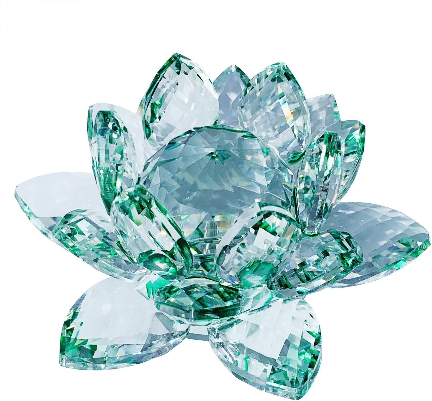 Almmy 6 ハスの花 ガラス オブジェ 置物 風水 K9 高品質ガラス グリーン 8cm Postilhar Almmy 6 ハスの花 ガラス オブジェ 置物 風水 K9 高品質ガラス グリーン 8cm Postilhar