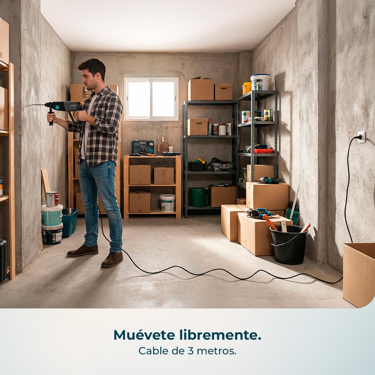 Cecotec Martillo Percutor SDS PowerForce 4000 Atomic. 800W, Energía de Impacto 3J, Función 3in1, Adaptador para Brocas Convencionales, Incluye Brocas y Cinceles, Cable de 3m, Maletín de Transporte