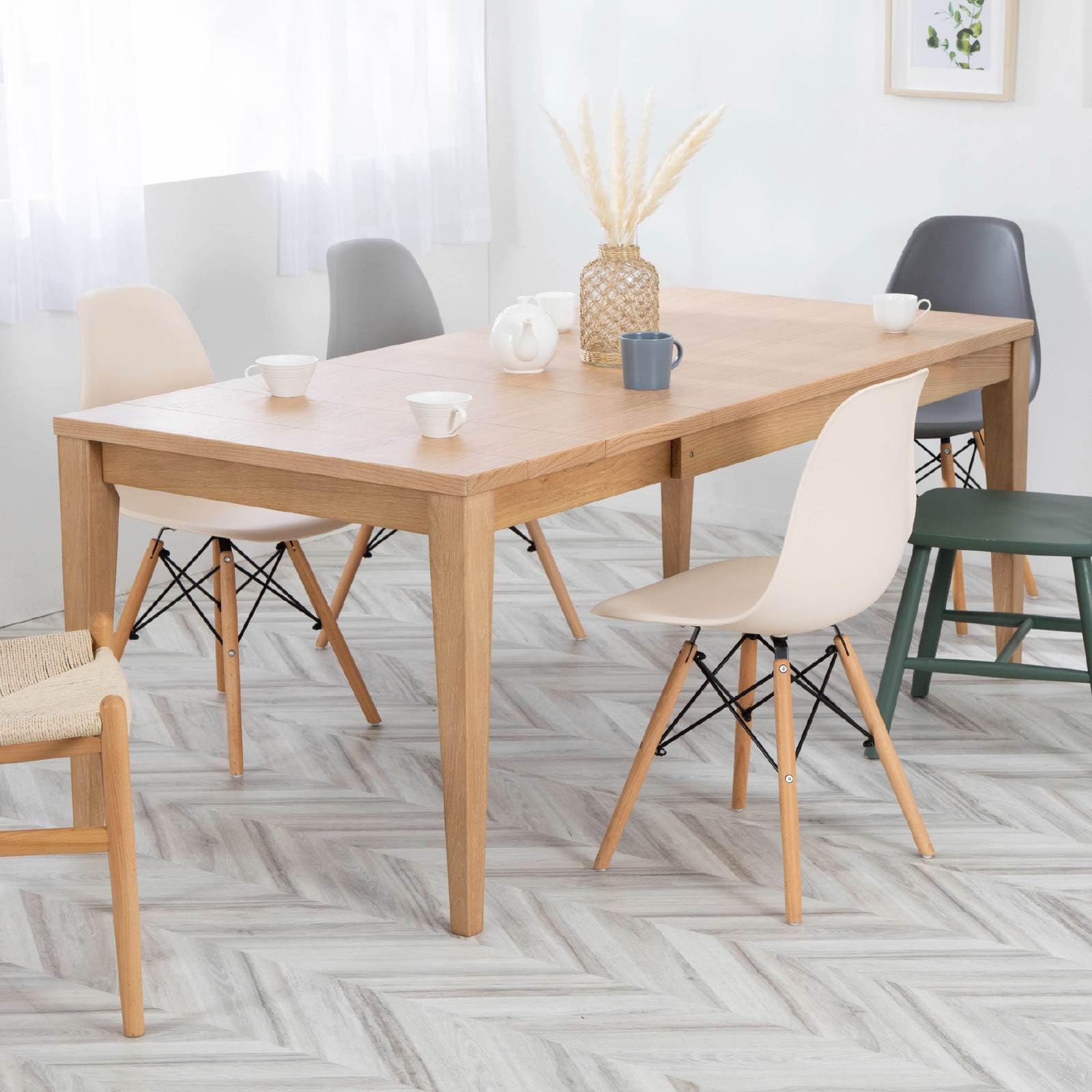 Amazon｜tac INTERIOR 伸張ダイニングテーブル 単品 幅130～180cm 4