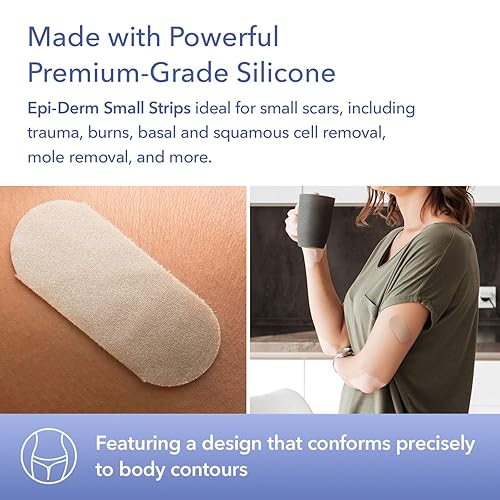 Miniatura 4 de EpiDerm - Tiras pequeñas de gel de silicona para cicatrices – Hojas de cicatrices de silicona forradas de tela premium para cicatrices pequeñas –