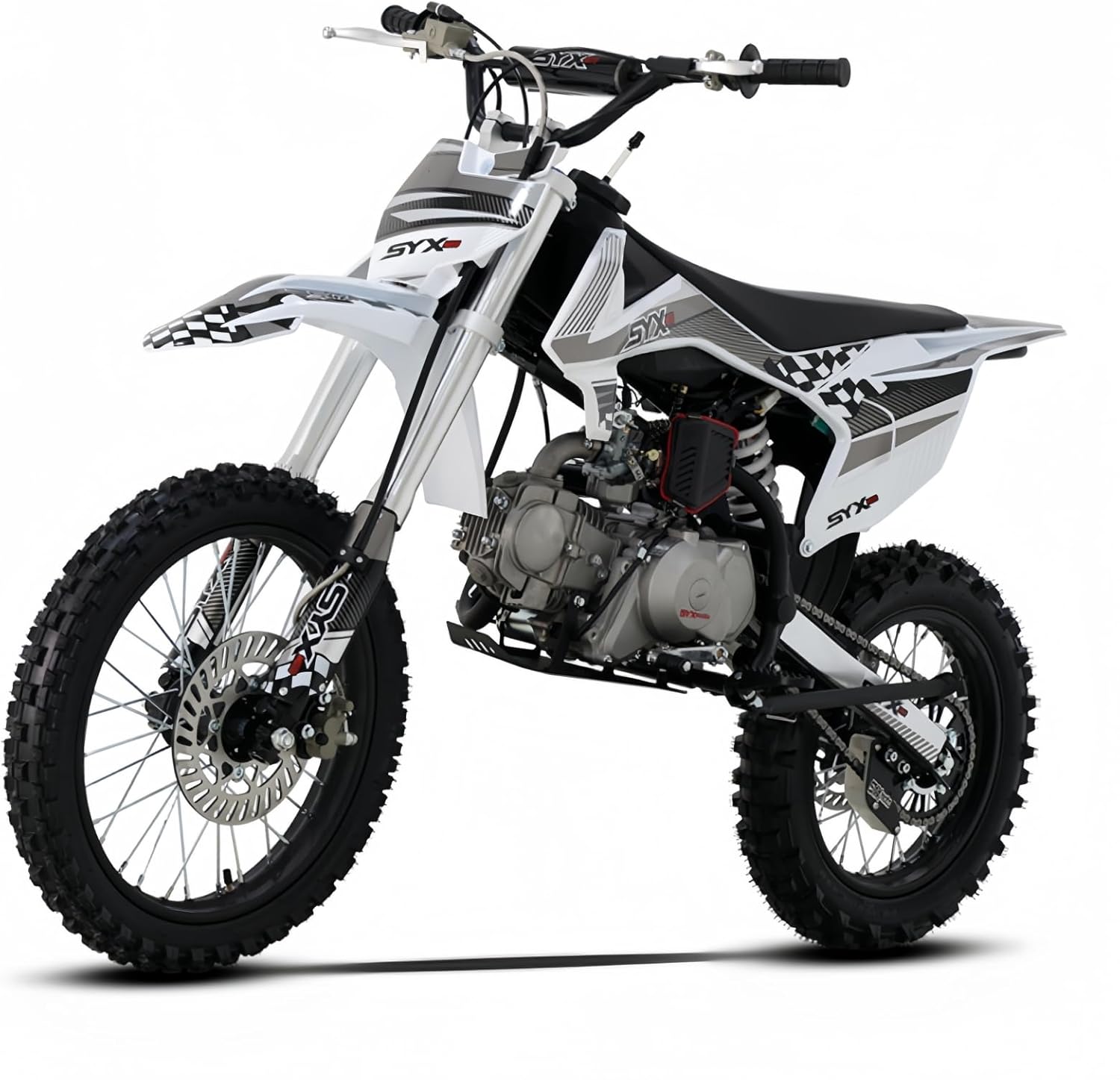 SYX MOTO 125cc Dirt Bike Teens, 12+ Yrs 4-stroke Gas-powered Dirt Bike Off-road Motorcycle, Kick Start 4-speed Manual Transmission, Whip PAD125-K1, Up To 50mph (Grey)