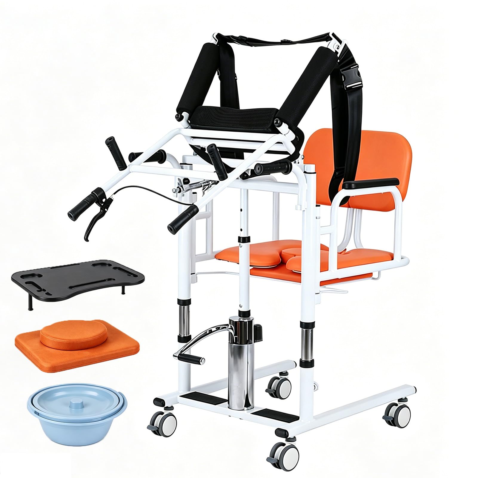 SULQING Elderly Patient Lift Transfer Chair, Hydraulic Patient Lift Transfer Chair for Home, Adjustable Lifting Height 41–65 cm, 440lbs, 180° Split Seat – No More Heavy Lifting for Carers