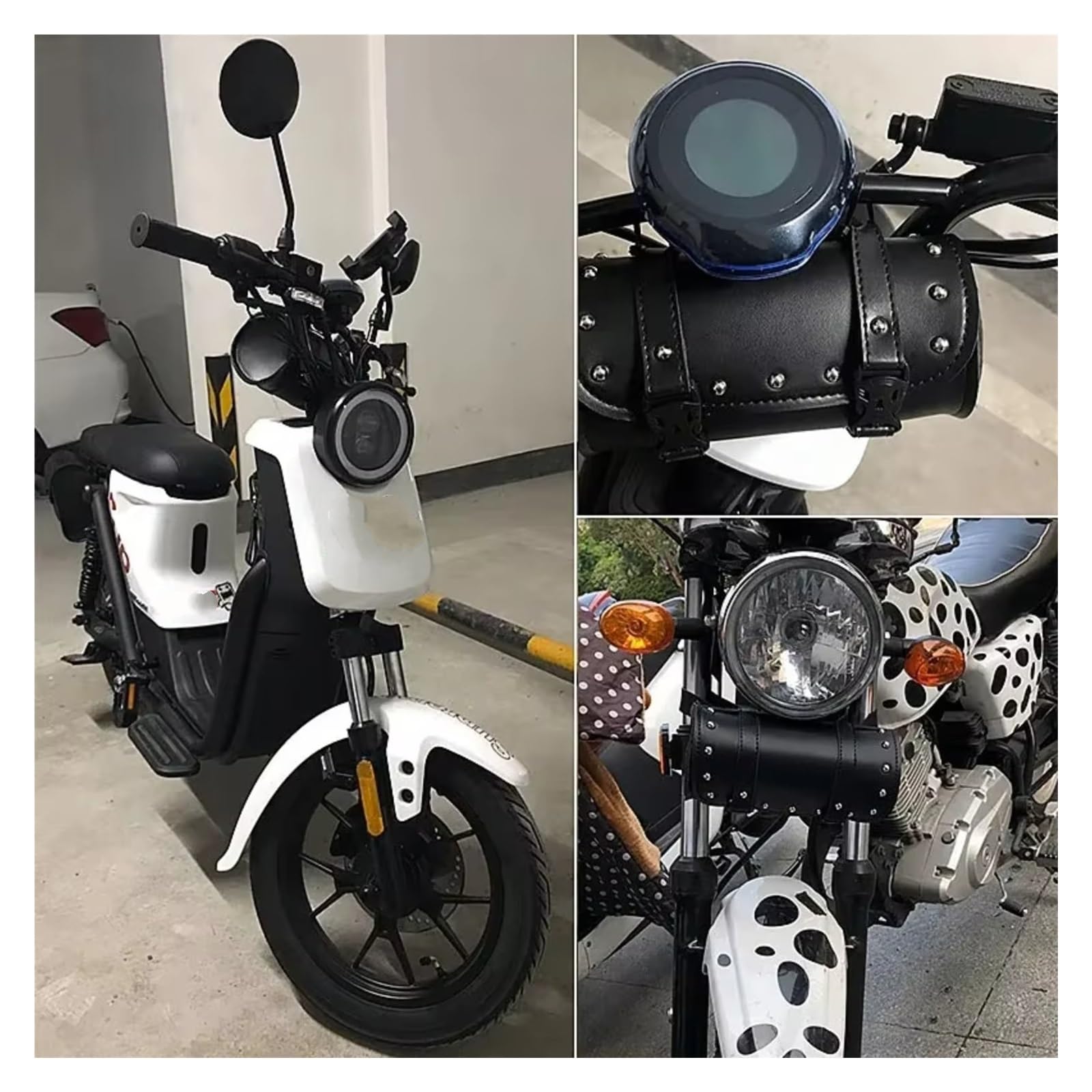 Compatibile Con Bobber 1 Set Borsa Attrezzi Moto Per Viaggio In Finta PU Impermeabile Laterale Modifica Sostituzione Sacche Moto(Black)