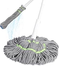 BOOMJOY Self Wringing Mop for Floor Cleaning, Long Handled Twist Mop with Scouring Pad for Kitchen Hardwood Vinyl Tile Laminate Home Office