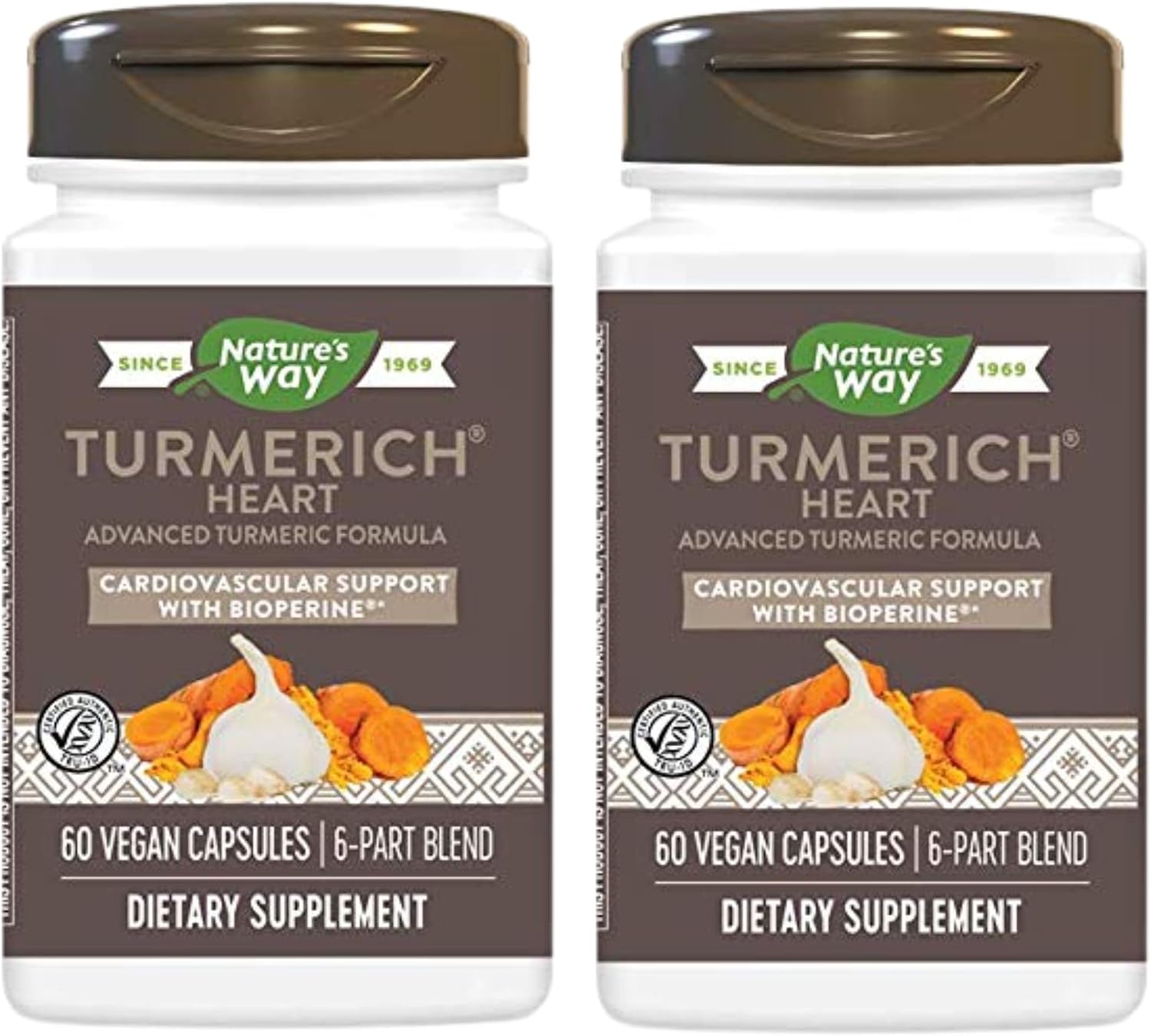 Nature's Way TurmeRich Heart Advanced Triple-Action Cardiovascular Formula with BioPerine Black Pepper Extract, 60 Plant-Based Capsules, Pack of 2