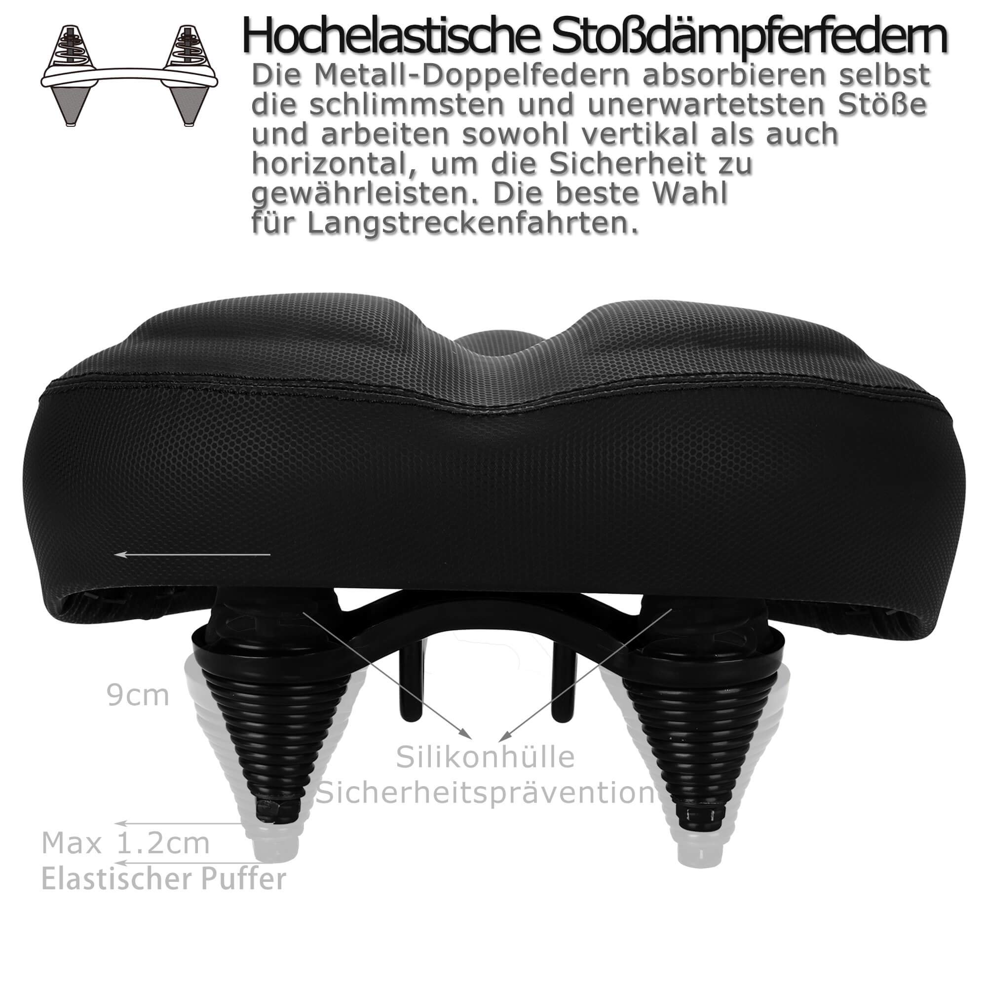 DAWAY Oversized Comfortabel Fietszadel City - C40 Extra Zacht Schuim Gevoerd Fietszadel Voor Dames Heren Senioren Universeel Vervangend Fietszadel