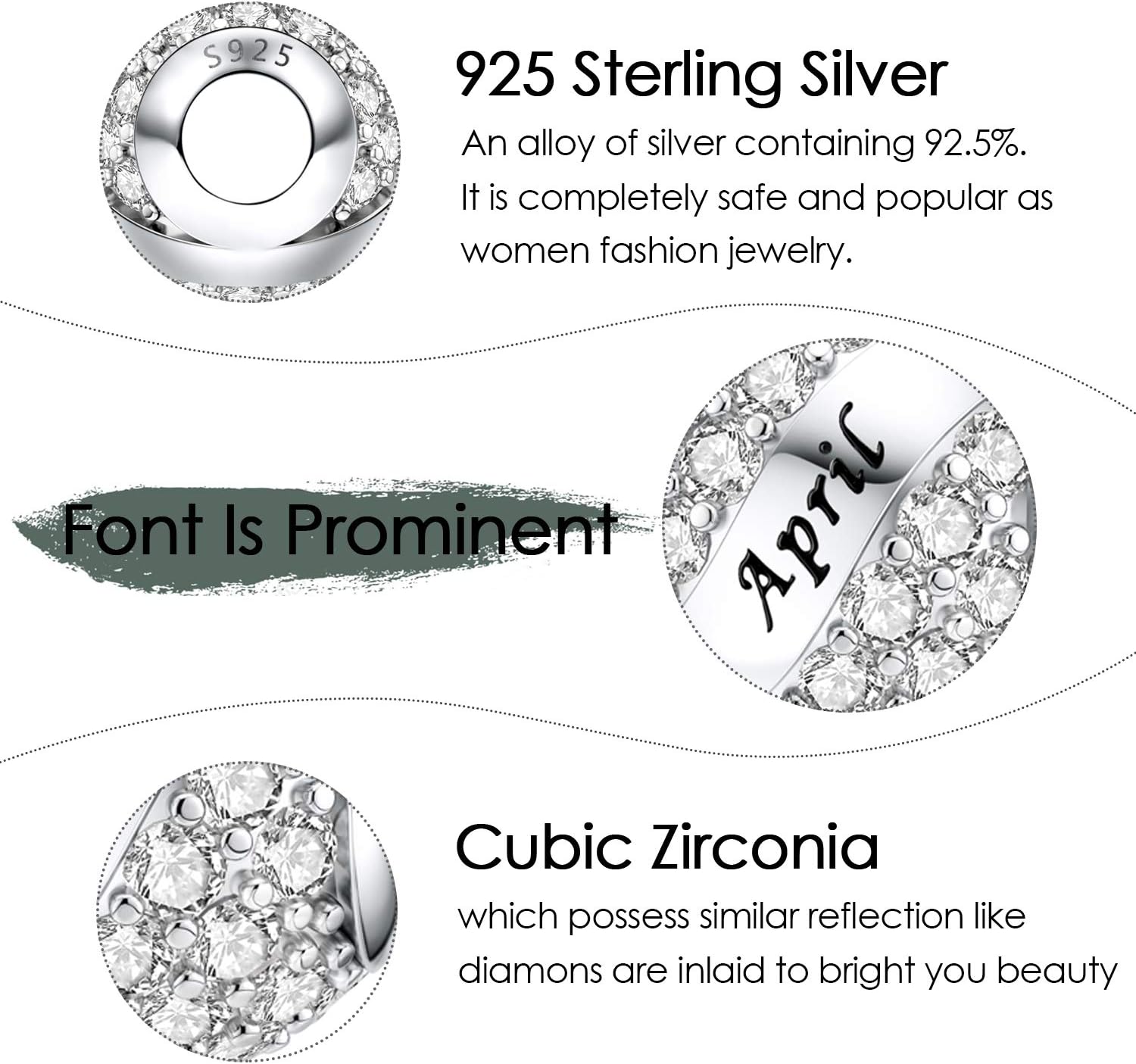 JIAYIQI Birthday Charm Fit Charm Bracelets Necklace, 925 Sterling Silver Pendants Beads for Women Jewelry - Image 4