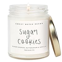 Vista 73 de Sweet Water Decor Sugar Cookies Candle - Sugar Cookies, Vanilla, and Buttercream Scented Soy Christmas Candles and Decor for Home - 9oz. Clear Jar